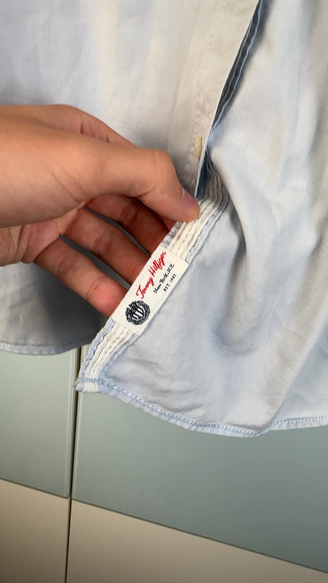 Tommy Hilfiger Damen Hemd Hellblau Gr. S | Bluse Logo Stickerei image 10