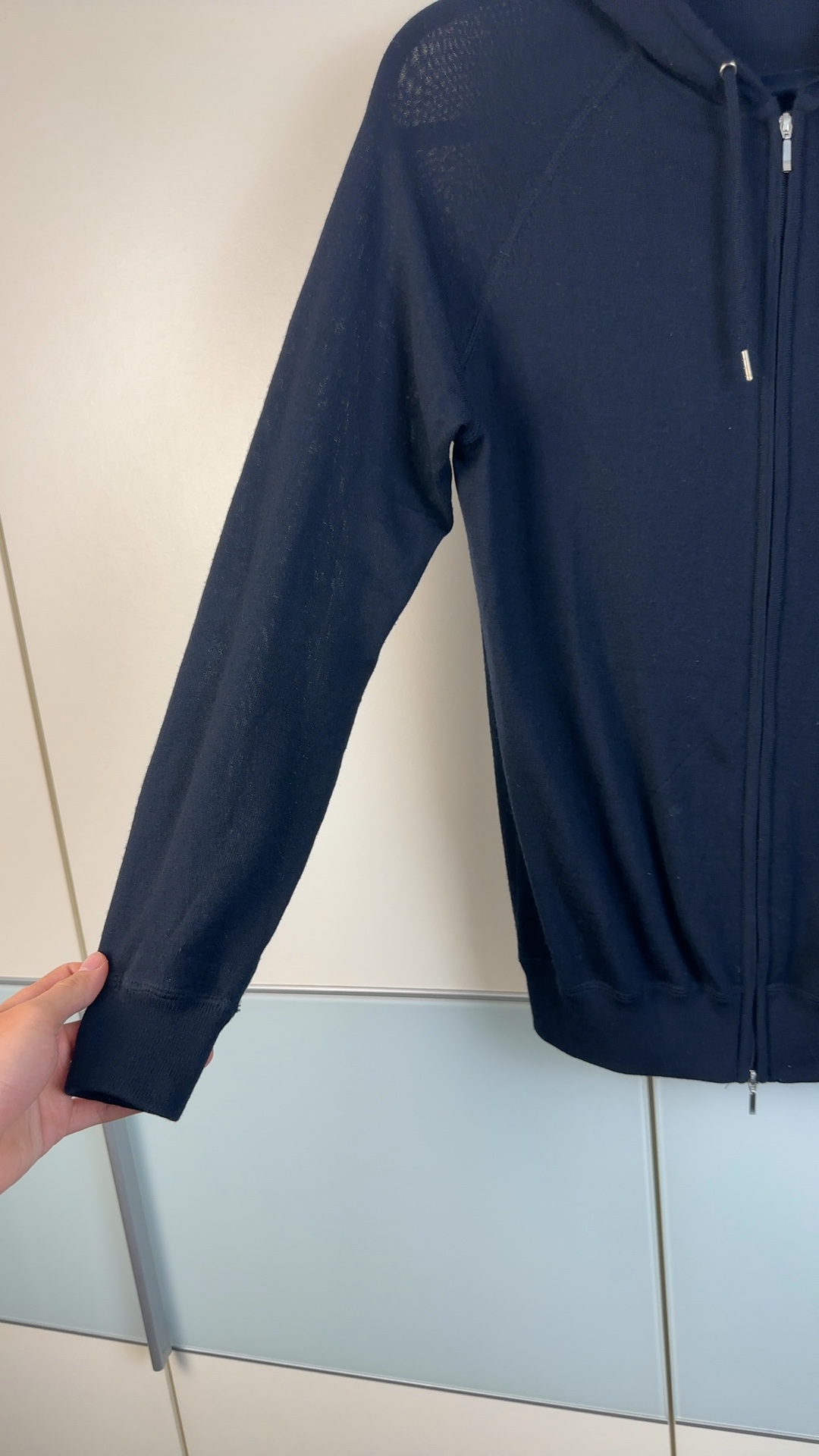 Suitsupply Herren Zip Hoodie Dunkelblau Gr. M | Strickjacke Kapuze Full Zip image 4