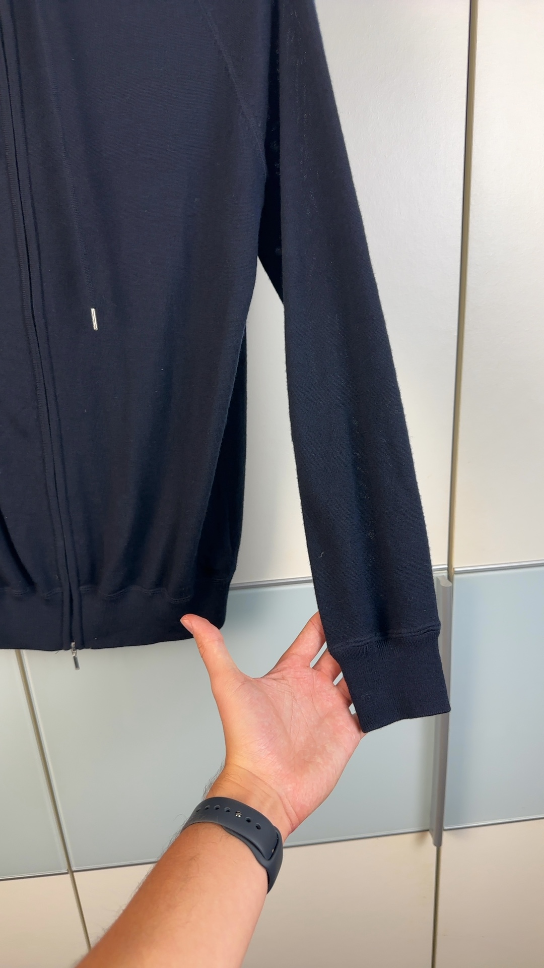 Suitsupply Herren Zip Hoodie Dunkelblau Gr. M | Strickjacke Kapuze Full Zip image 5