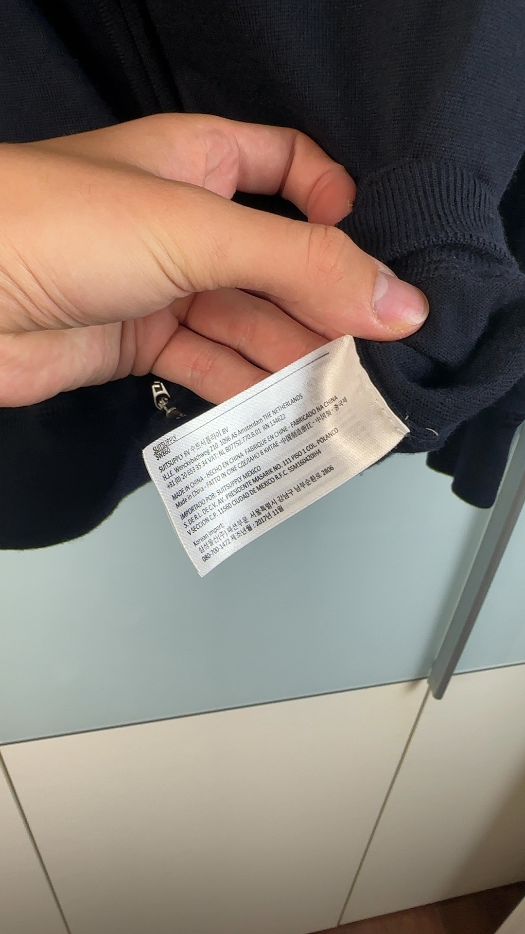 Suitsupply Herren Zip Hoodie Dunkelblau Gr. M | Strickjacke Kapuze Full Zip image 6