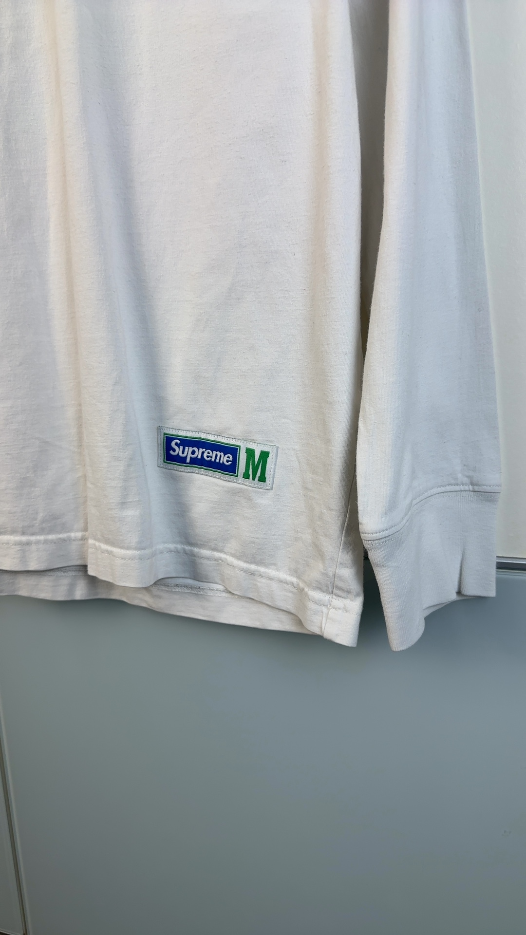 Supreme Herren Longsleeve Weiß Gr. M | Box Logo Patch Langarm Shirt image 4