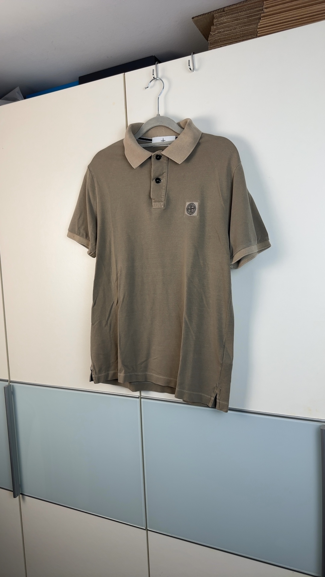Stone Island Herren Polo Shirt Braun Beige Gr. M | Slim Fit Logo Polo