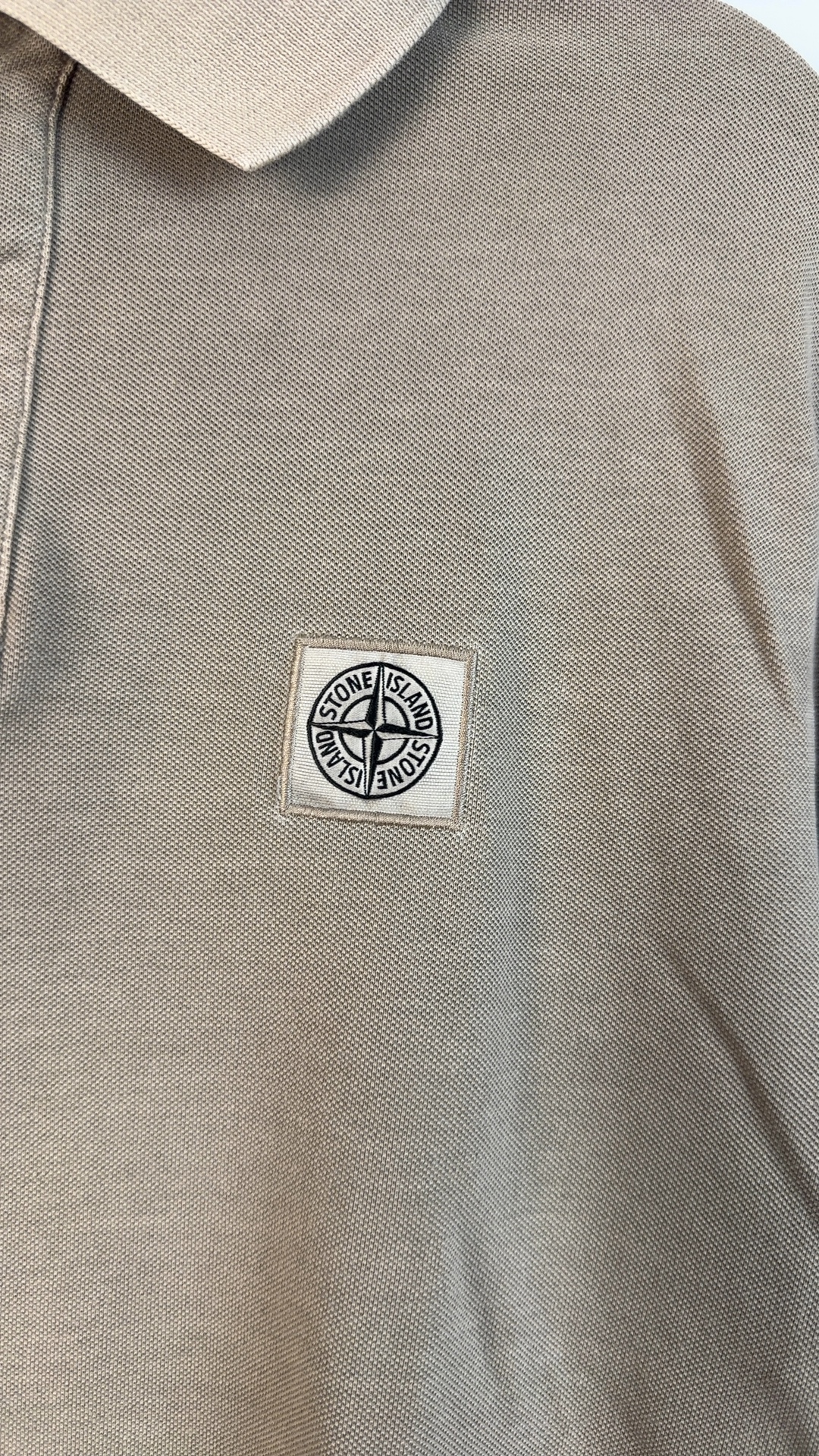 Stone Island Herren Polo Shirt Braun Beige Gr. M | Slim Fit Logo Polo image 3