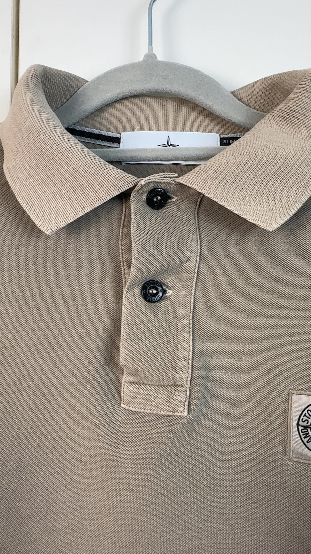 Stone Island Herren Polo Shirt Braun Beige Gr. M | Slim Fit Logo Polo image 4
