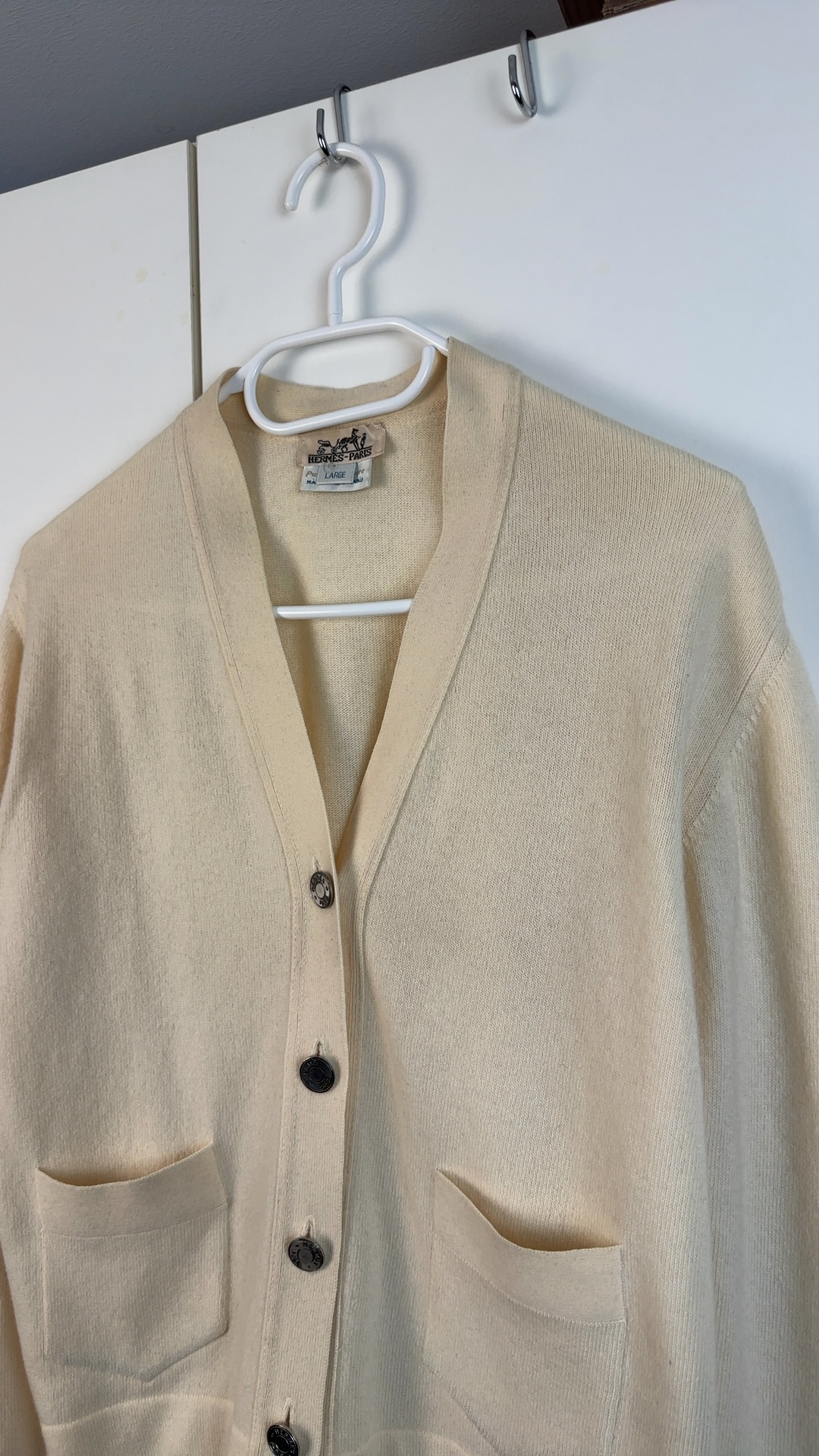 Hermès Paris Damen Cardigan 100% Kaschmir Beige Gr. L | Made in Scotland Vintage image 2