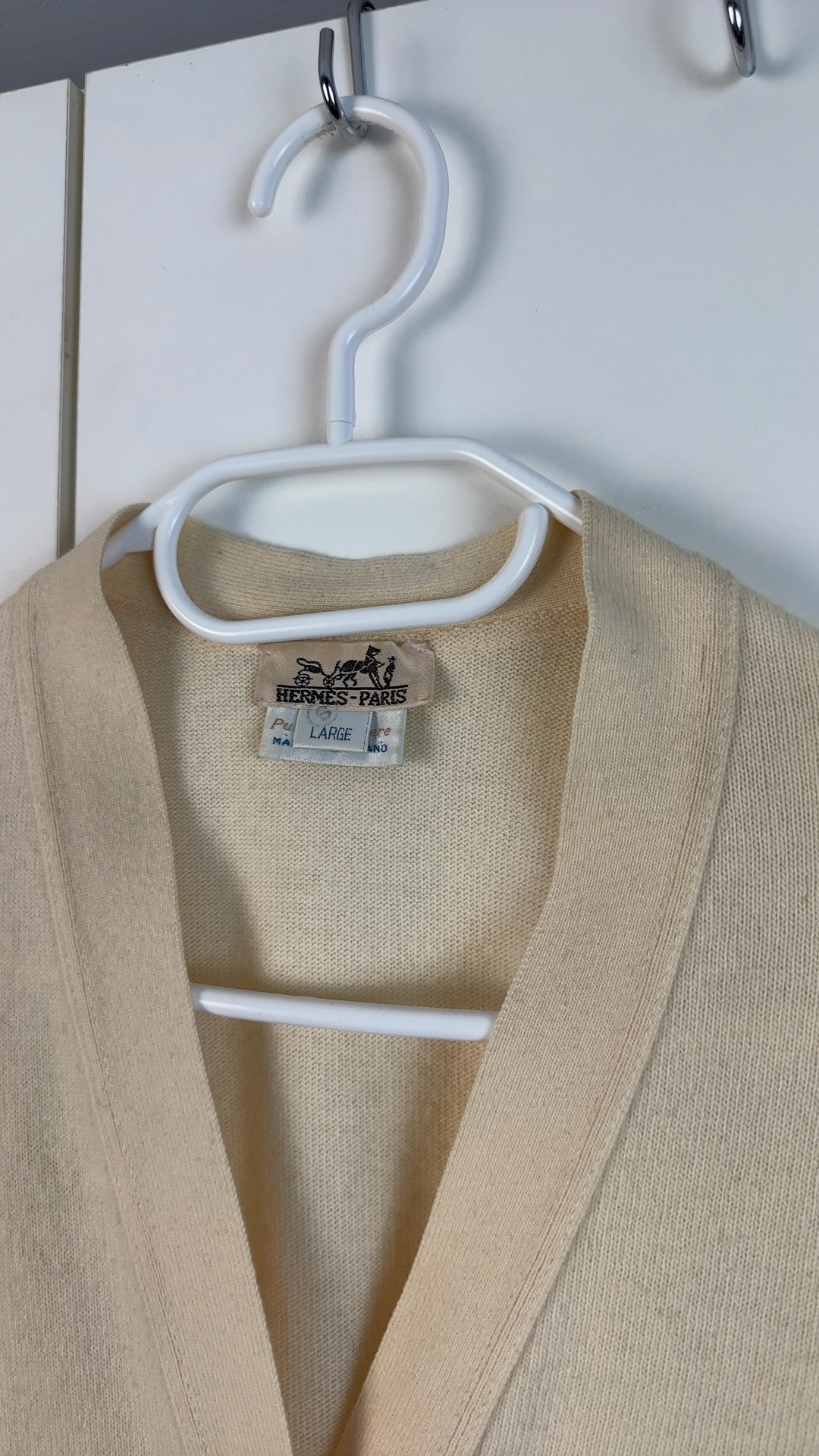 Hermès Paris Damen Cardigan 100% Kaschmir Beige Gr. L | Made in Scotland Vintage image 3