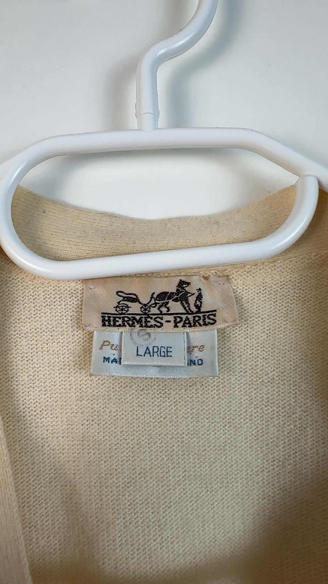 Hermès Paris Damen Cardigan 100% Kaschmir Beige Gr. L | Made in Scotland Vintage image 4