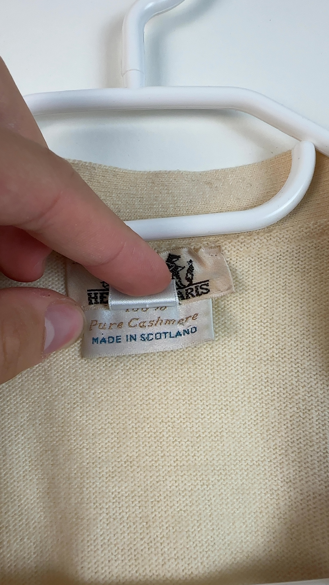 Hermès Paris Damen Cardigan 100% Kaschmir Beige Gr. L | Made in Scotland Vintage image 5