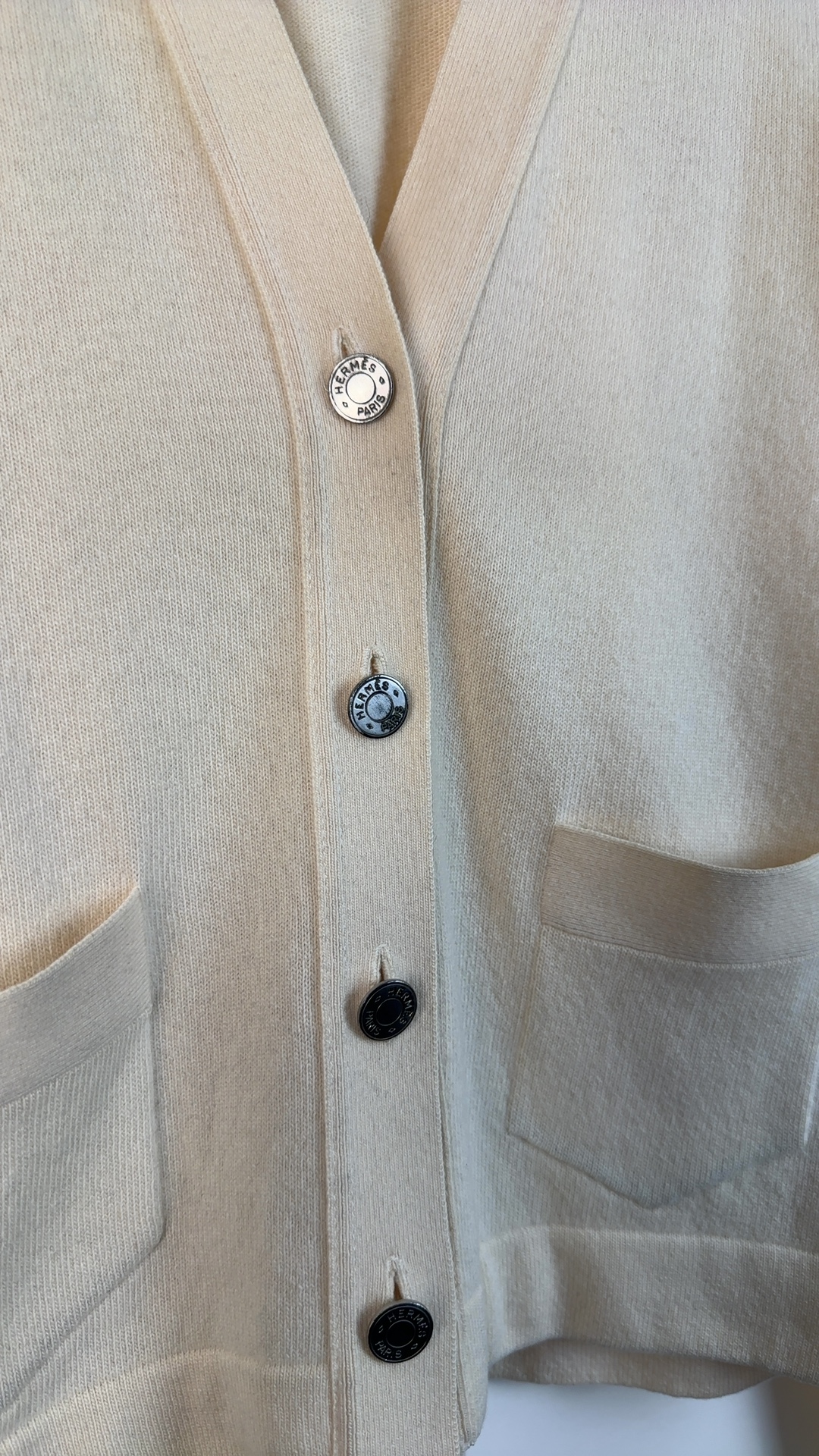 Hermès Paris Damen Cardigan 100% Kaschmir Beige Gr. L | Made in Scotland Vintage image 7