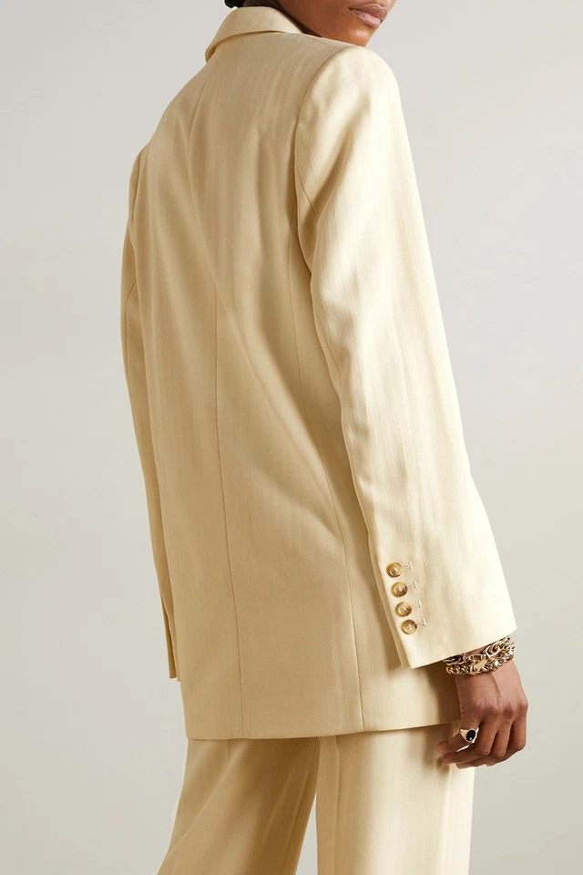 Neu Totême Tailored Herringbone Suit Jacket Beige Size XS image 4