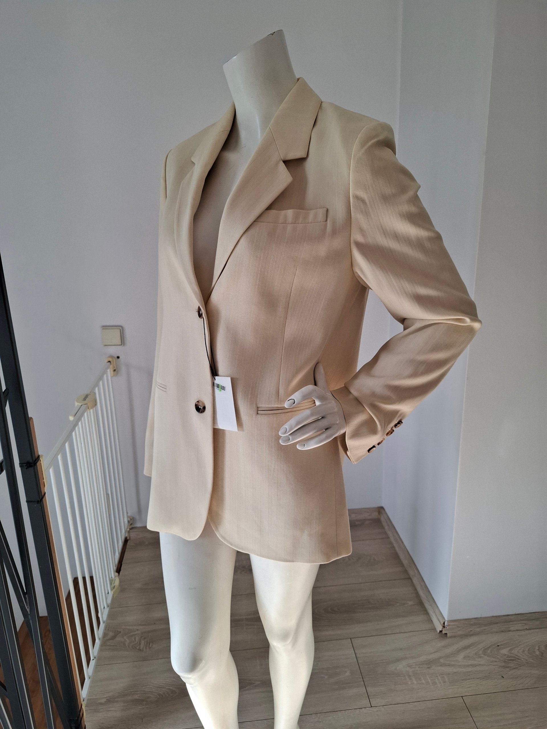 Neu Totême Tailored Herringbone Suit Jacket Beige Size XS image 5