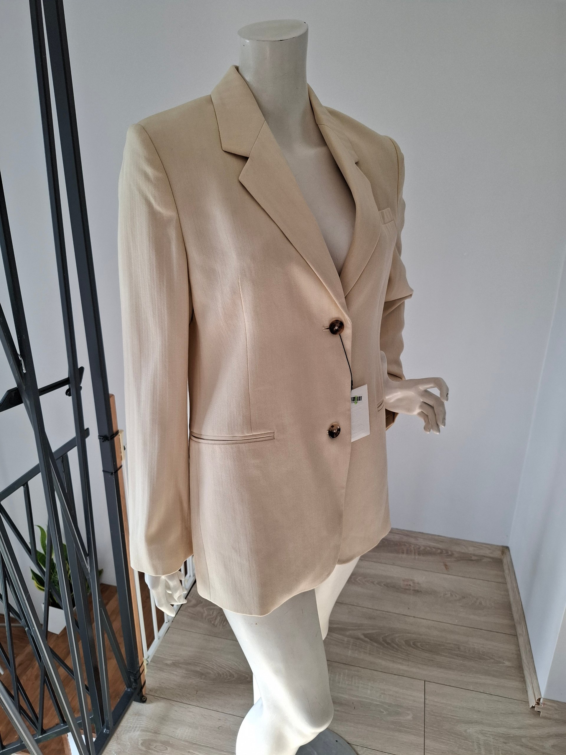 Neu Totême Tailored Herringbone Suit Jacket Beige Size XS image 6