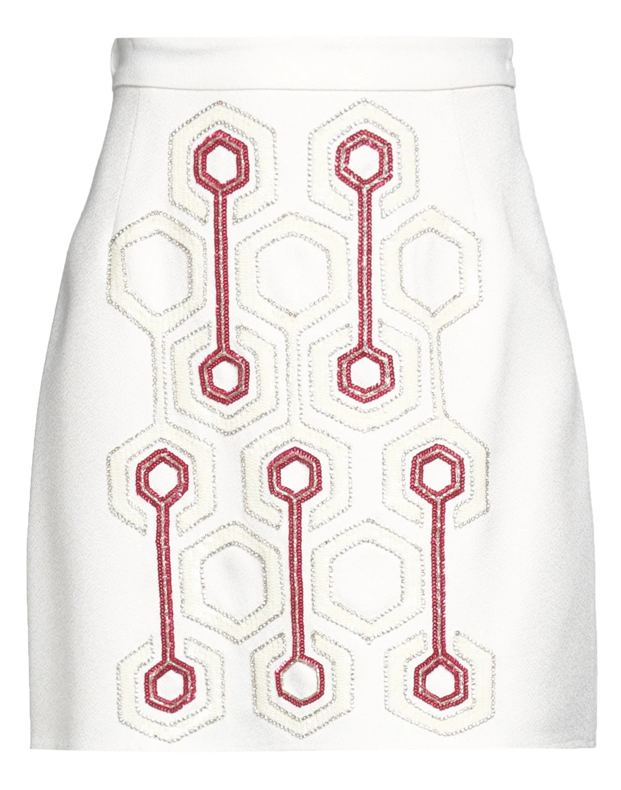 New Elisabetta Franchi Cream Embroidered Mini Skirt Size M