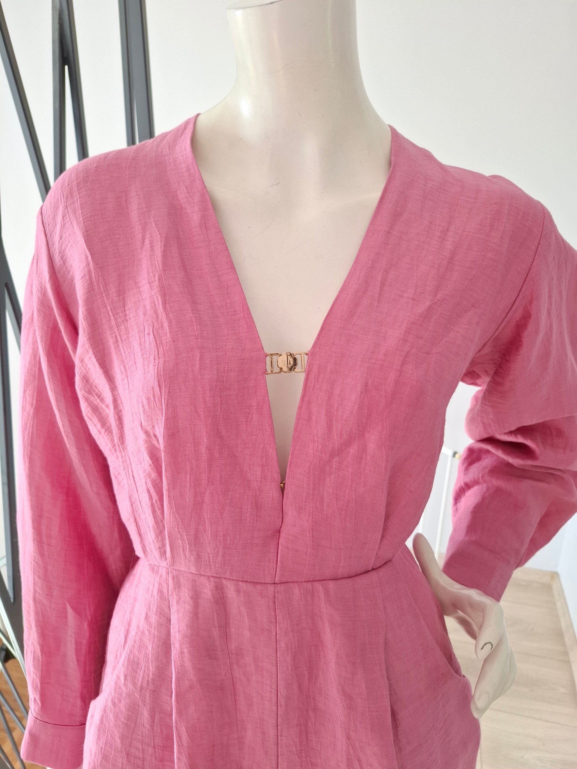 New Maje Pink Linen Playsuit / Romper Size M image 10