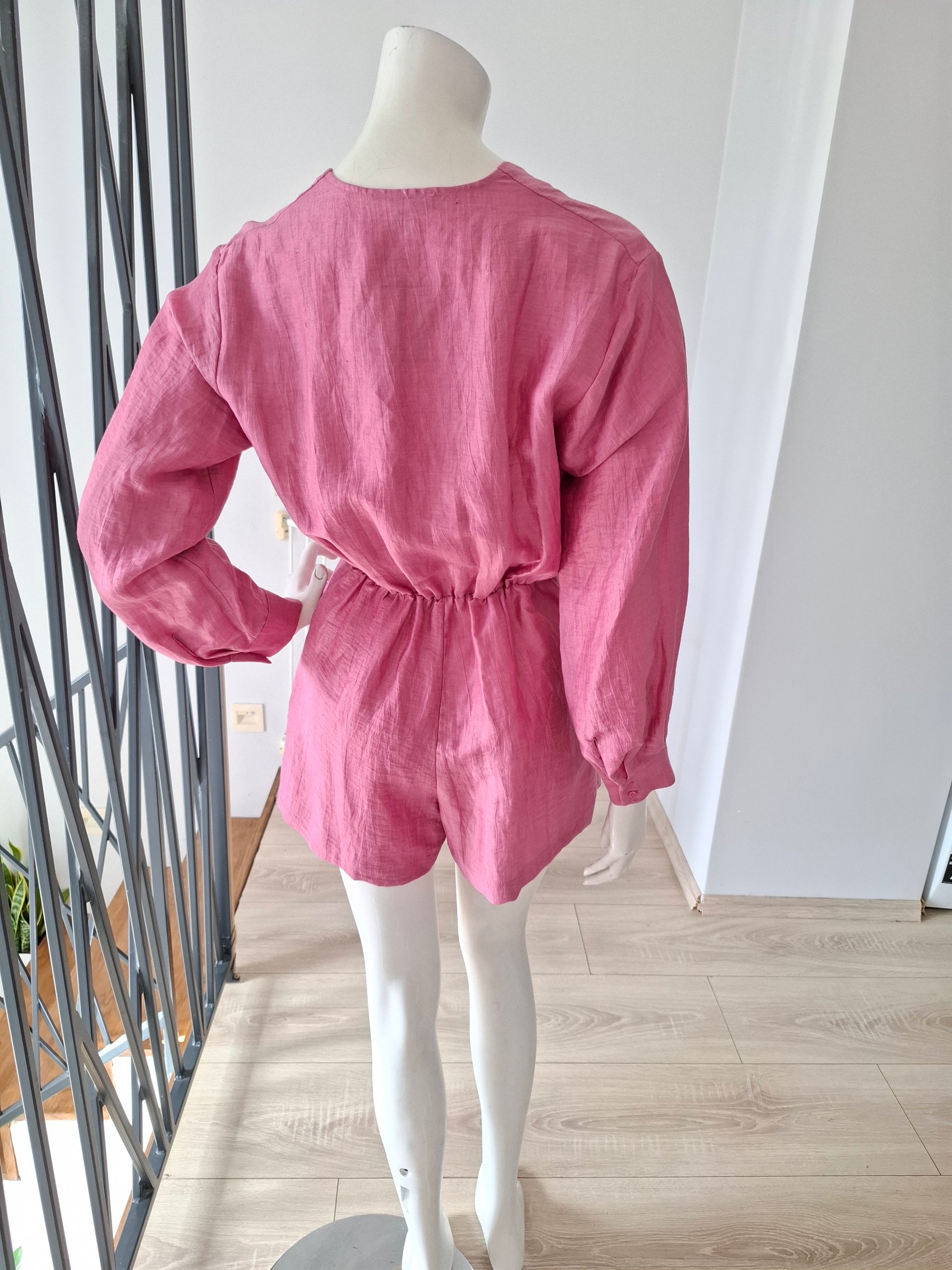 New Maje Pink Linen Playsuit / Romper Size M image 9