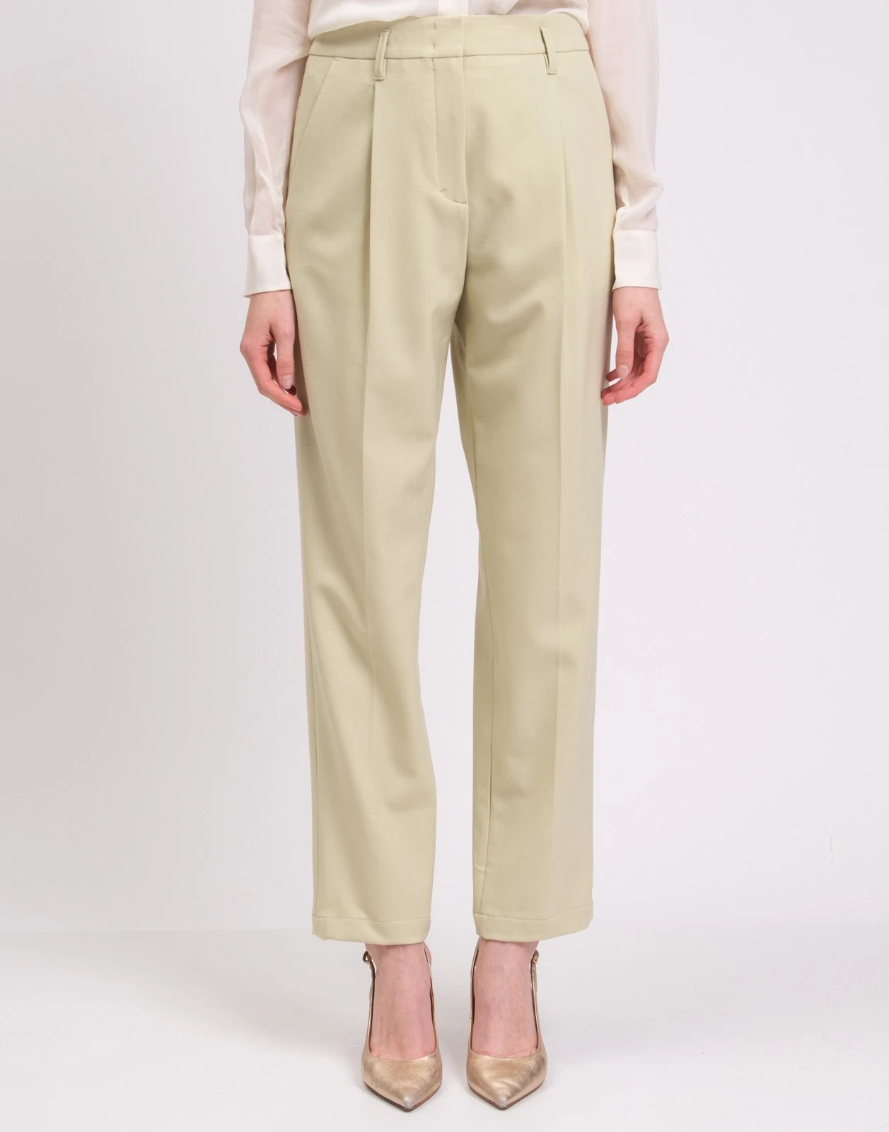New Dorothee Schumacher Sage Green Tailored Trousers Size M image 6