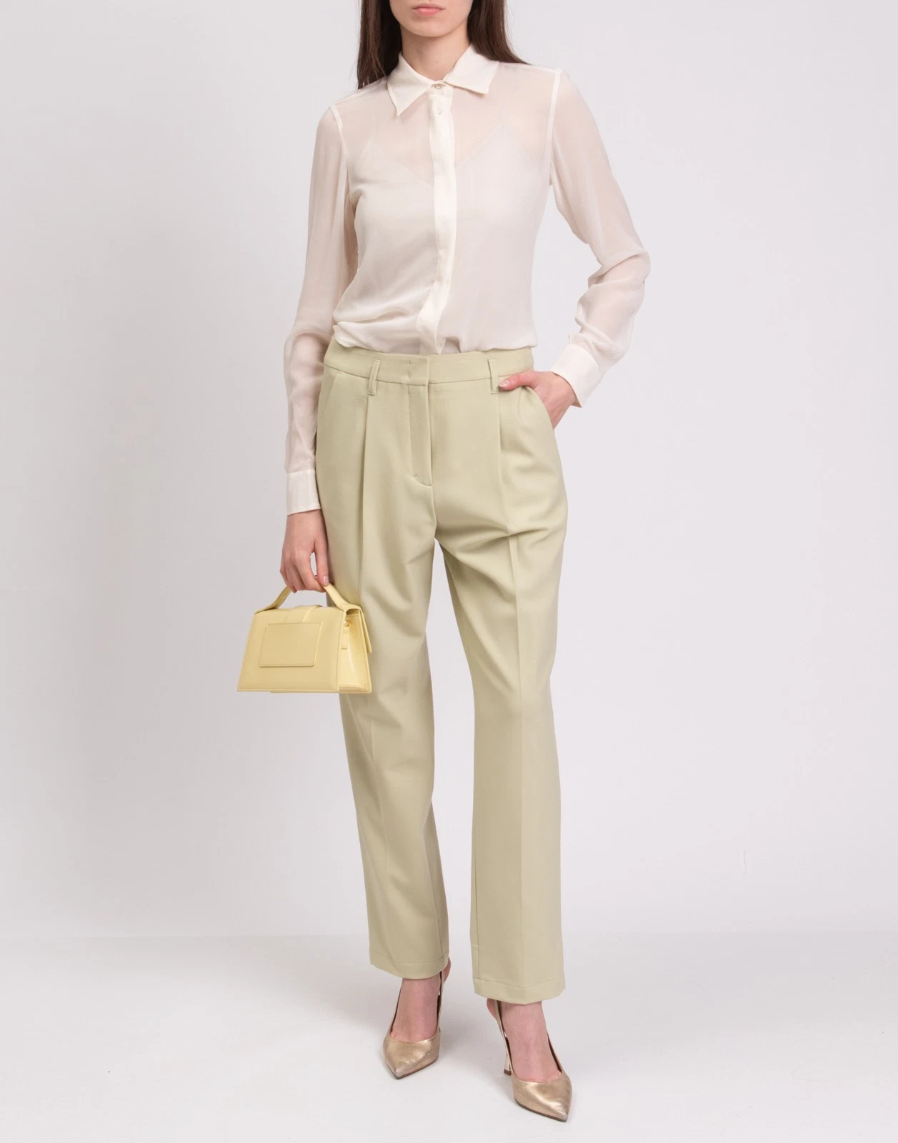 New Dorothee Schumacher Sage Green Tailored Trousers Size M image 5