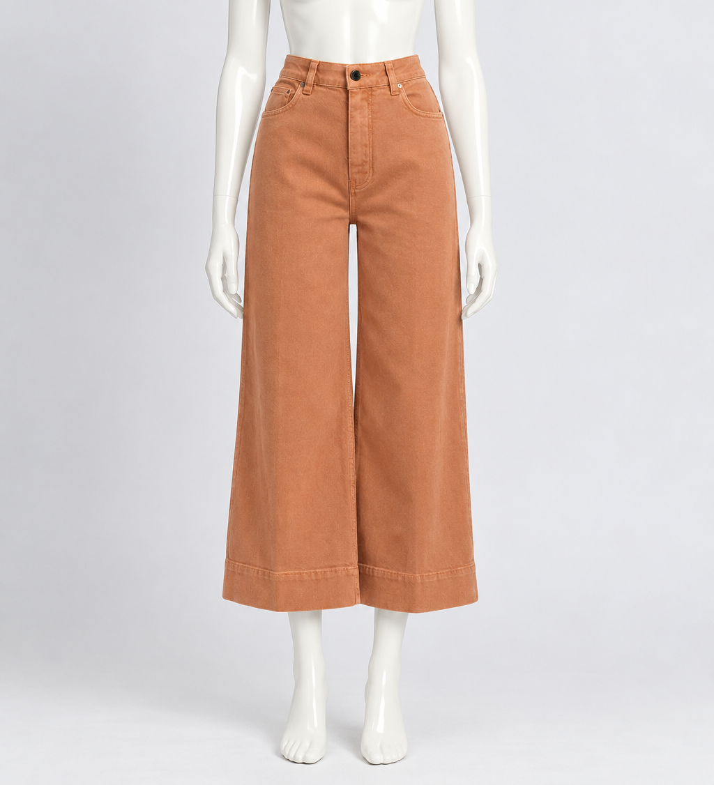 New Victoria Victoria Beckham Terracotta Wide Leg Jeans Size S