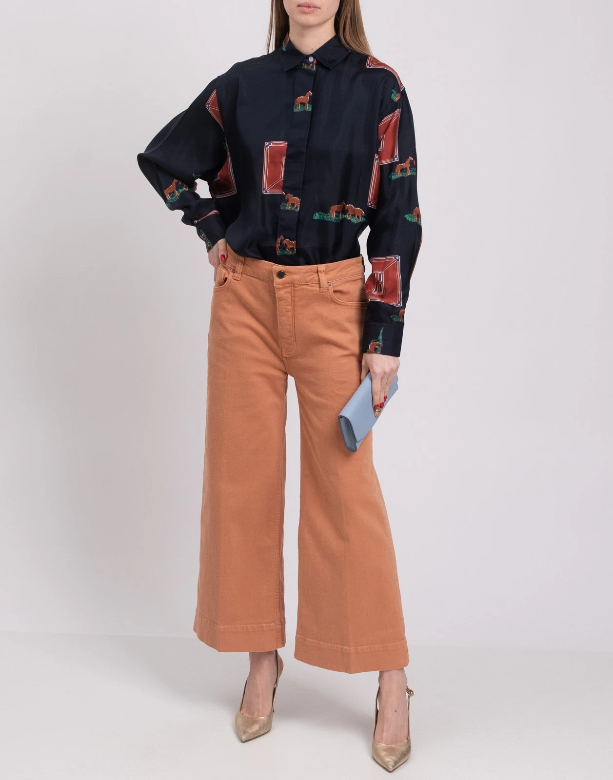 New Victoria Victoria Beckham Terracotta Wide Leg Jeans Size S image 2