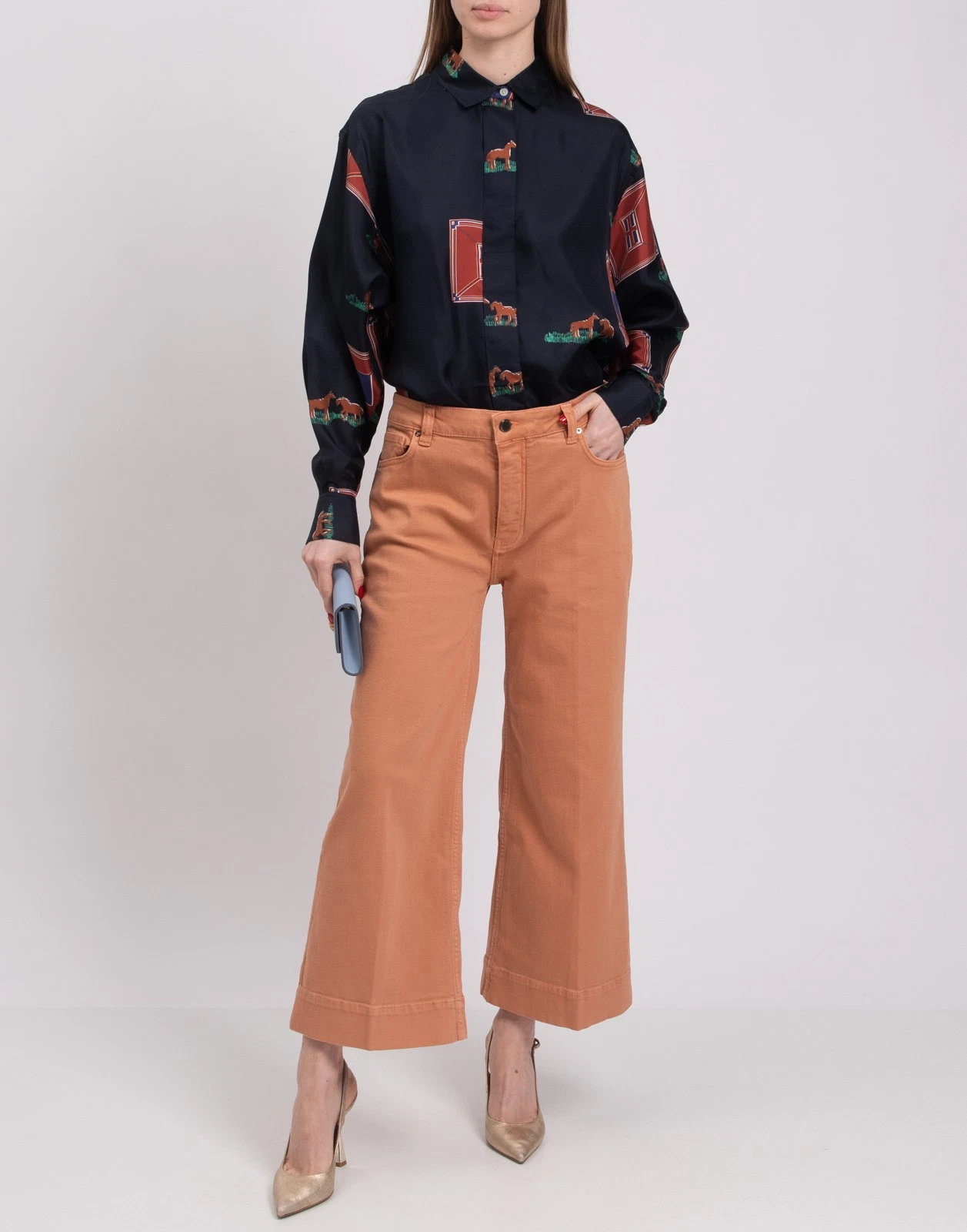 New Victoria Victoria Beckham Terracotta Wide Leg Jeans Size S image 3