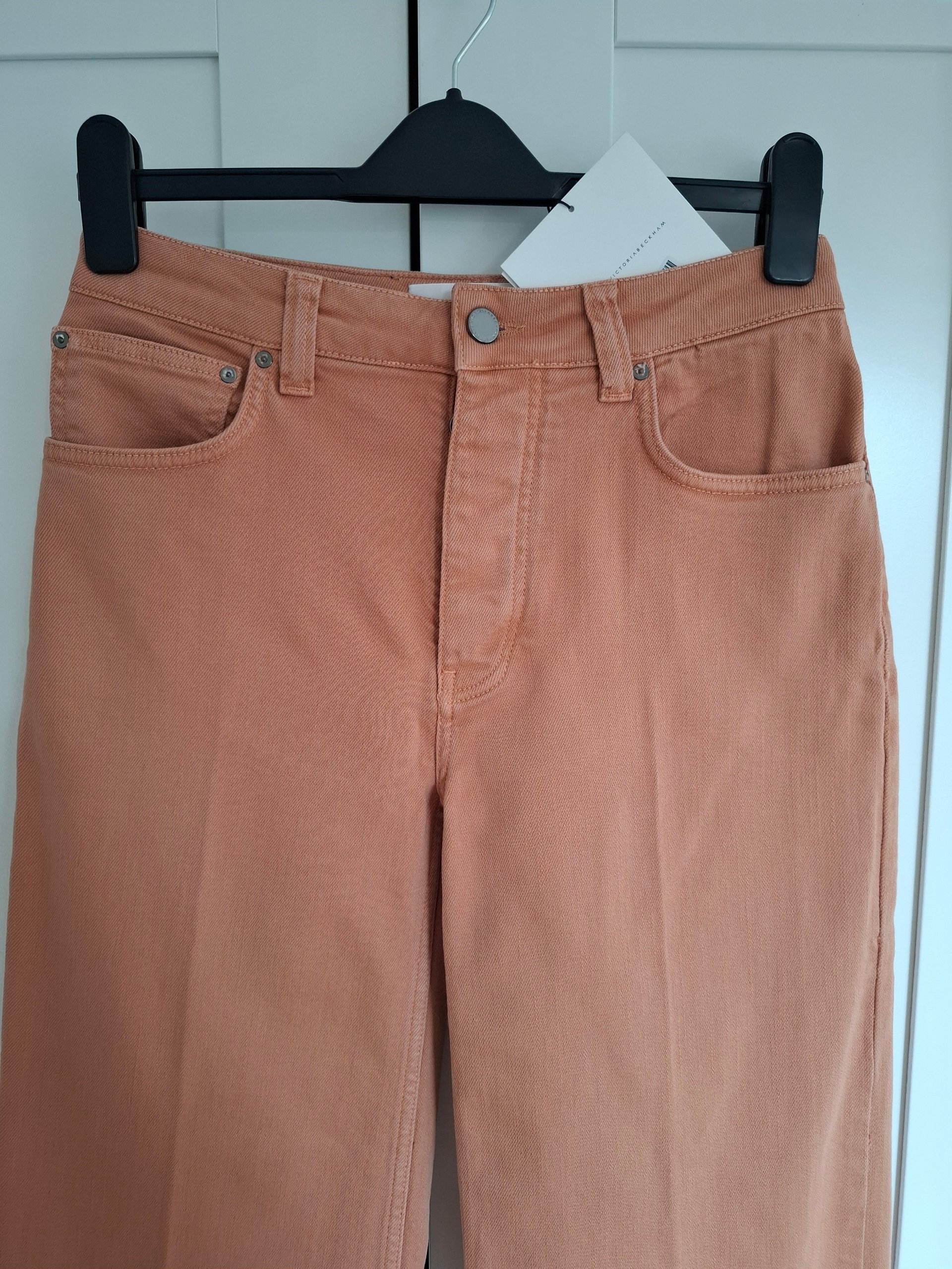 New Victoria Victoria Beckham Terracotta Wide Leg Jeans Size S image 10