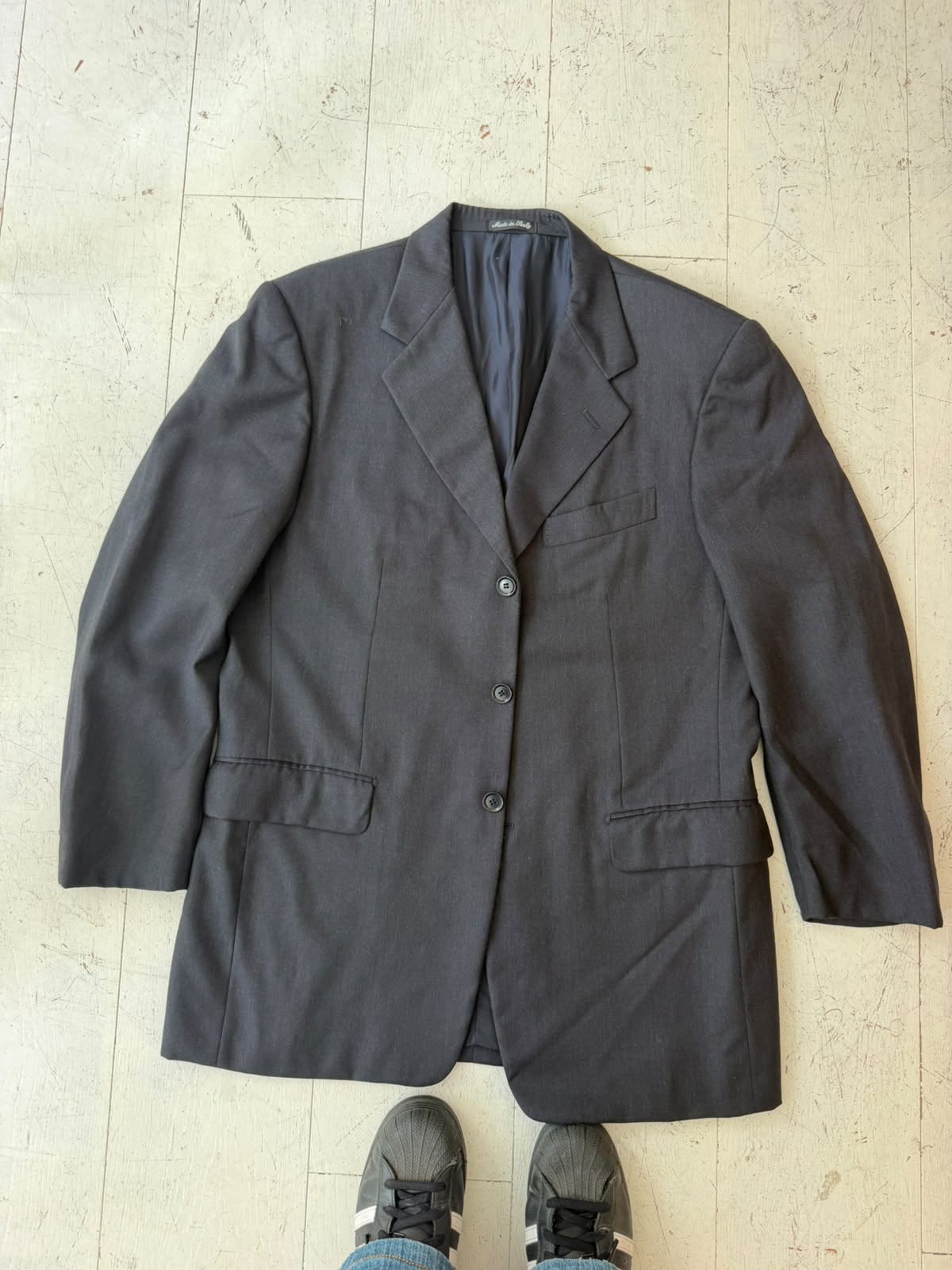 Men's Black Tailored Wool Blend Blazer Size 54