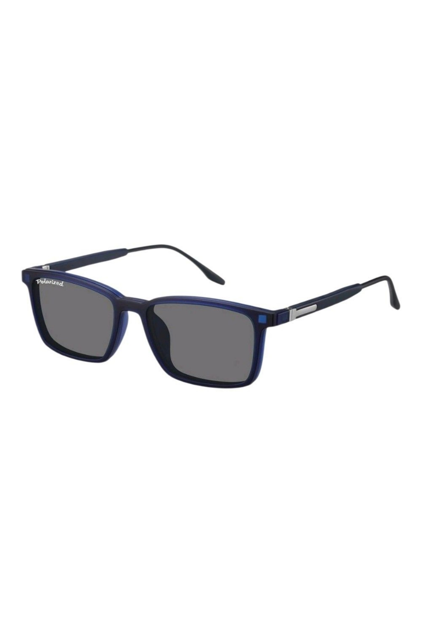 Blue Polarized Clip-On Sunglasses & Clear Glasses Frame Set image 3