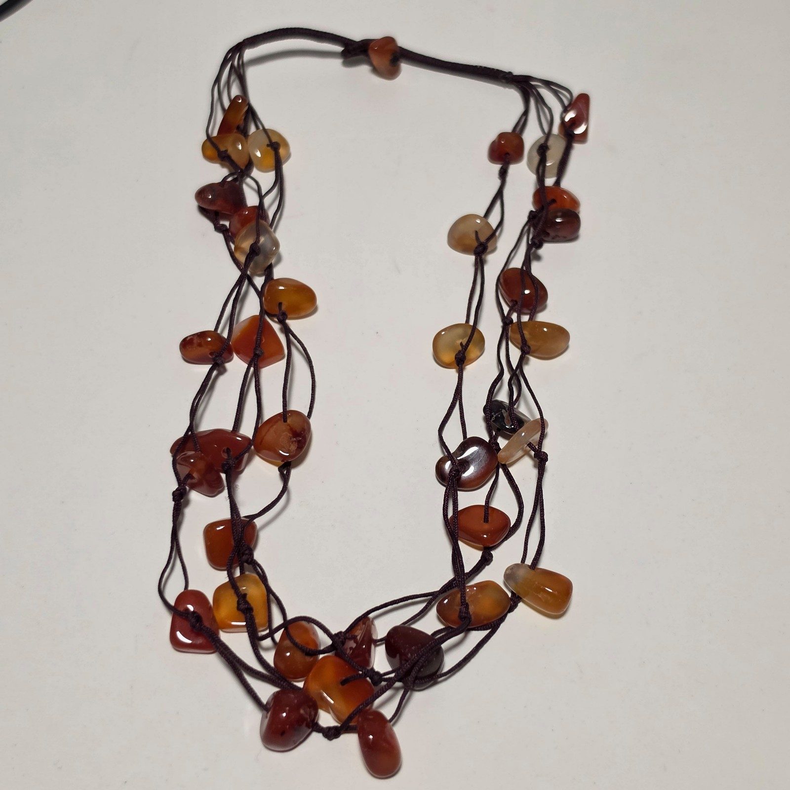 Multi Brown Natural Stone & Cord Necklace .b9 image 2