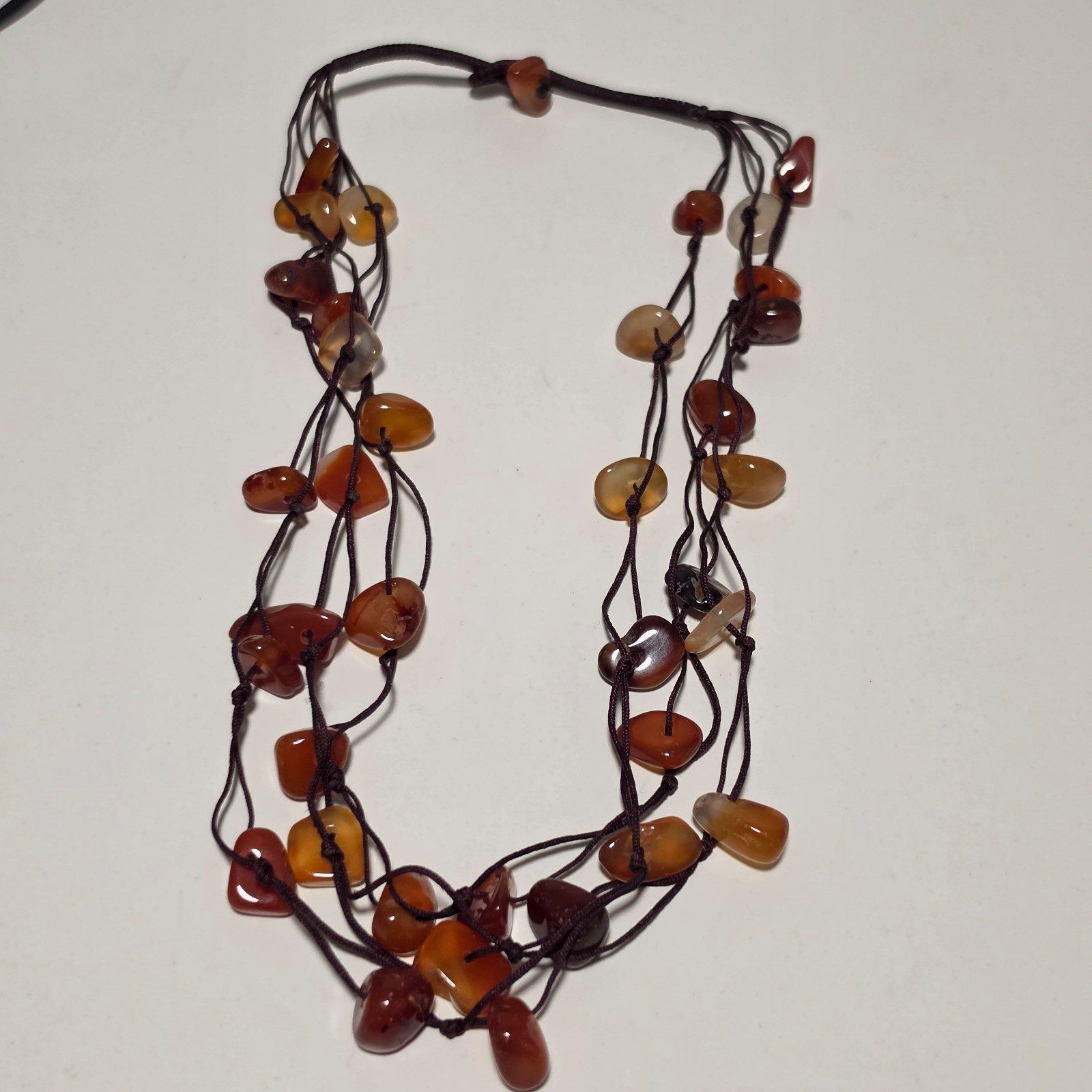 Multi Brown Natural Stone & Cord Necklace .b9 image 3