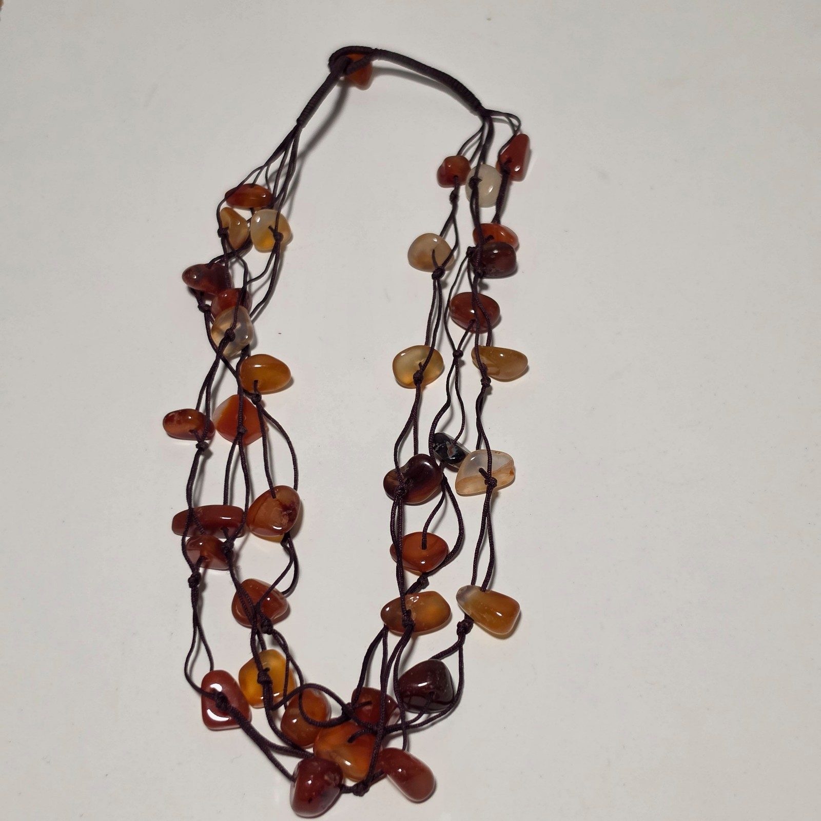 Multi Brown Natural Stone & Cord Necklace .b9 image 4