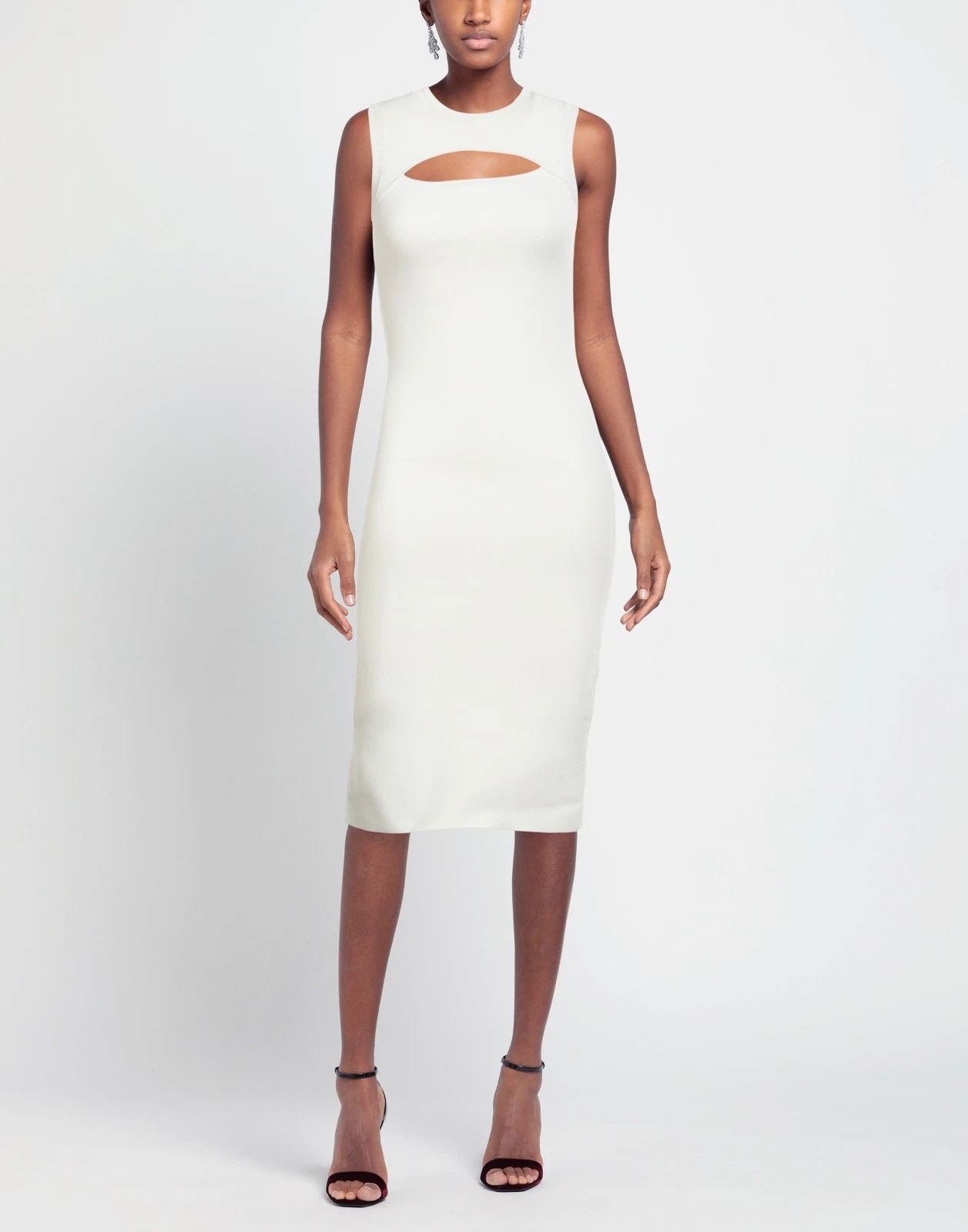 New VB Body Victoria Beckham Cream Cutout Midi Knit Dress Size XXS/XS image 2