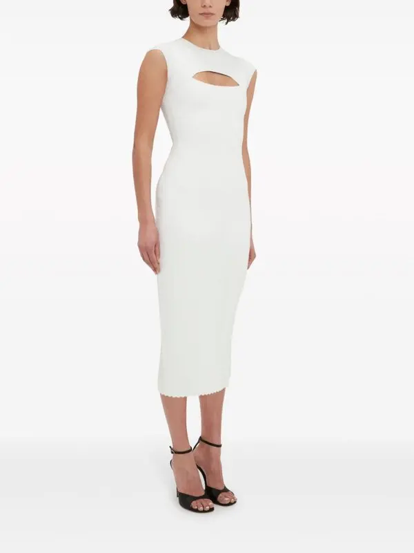 New VB Body Victoria Beckham Cream Cutout Midi Knit Dress Size XXS/XS image 5