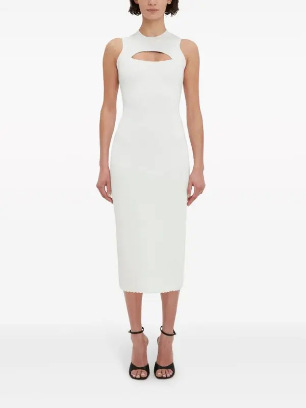New VB Body Victoria Beckham Cream Cutout Midi Knit Dress Size XXS/XS image 4