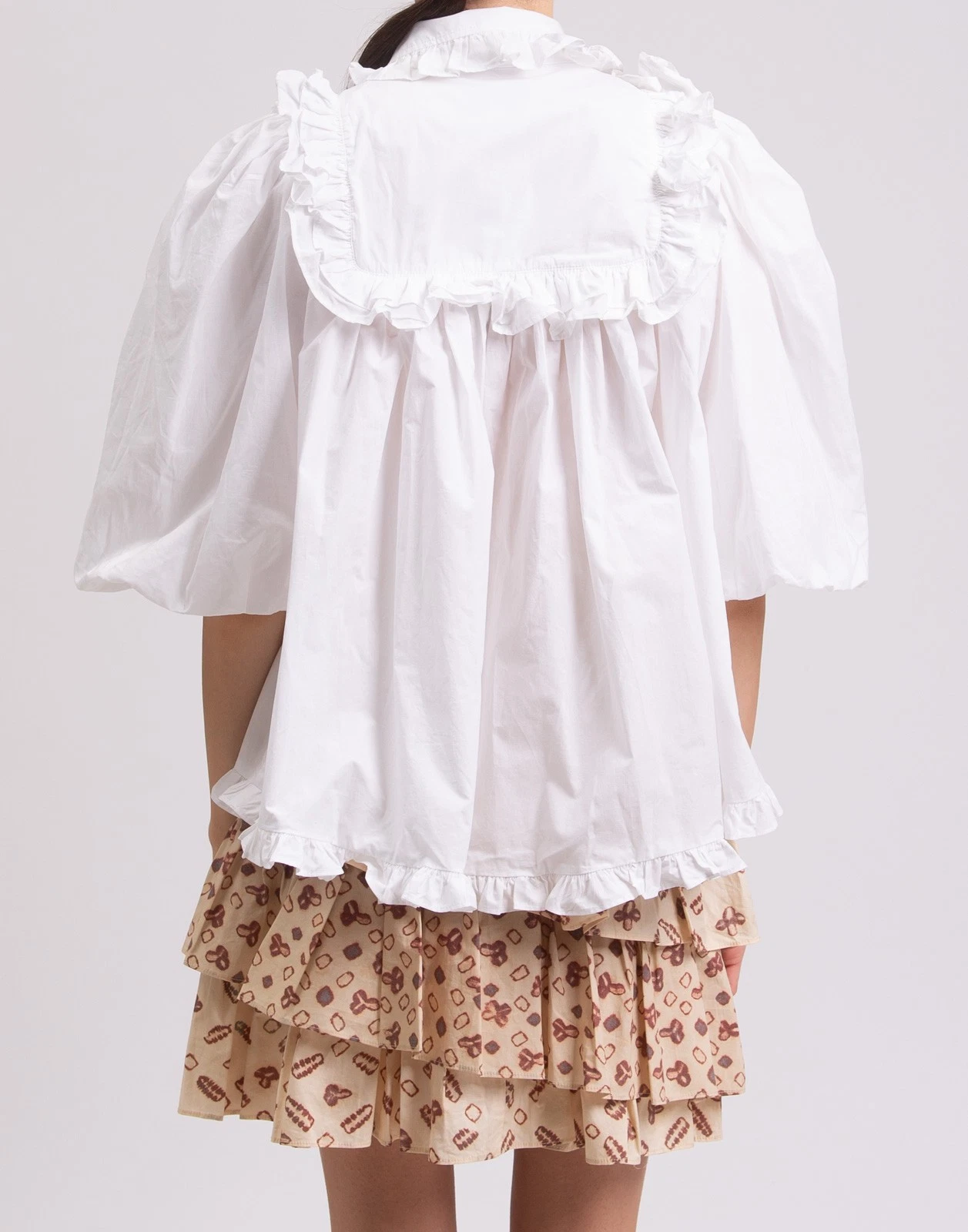 New Joslin Studio White Organic Cotton Ruffled Blouse Top Size S image 8