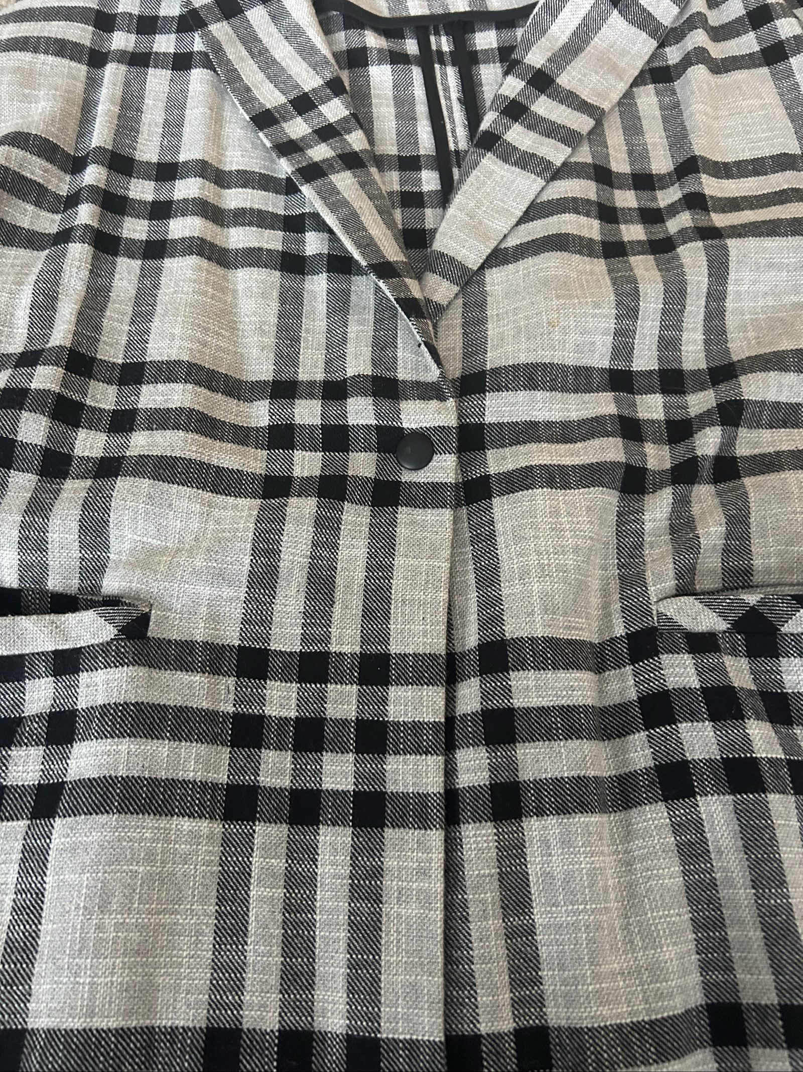 Topshop Black & White Checked long blazer UK 16 image 3