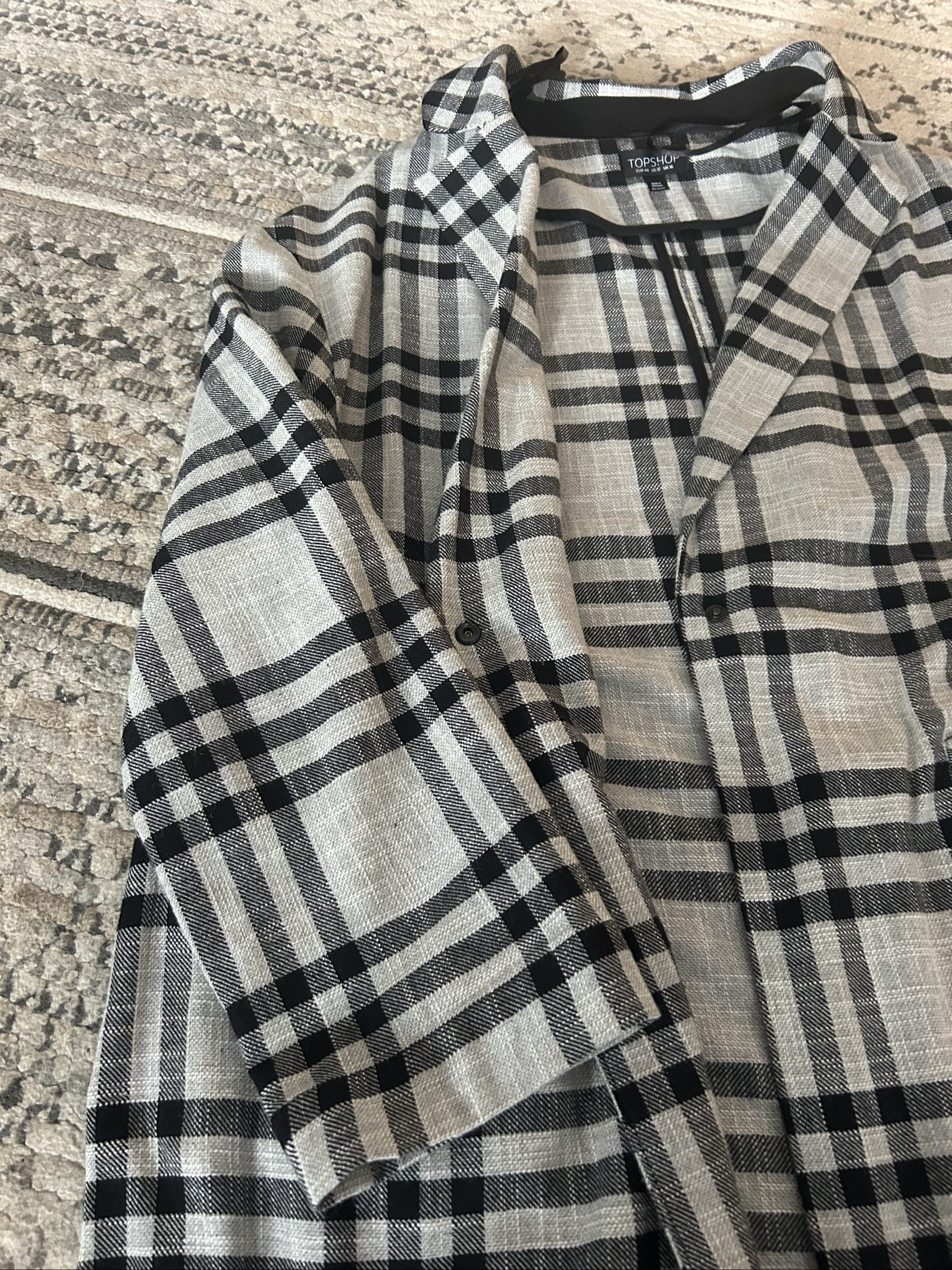 Topshop Black & White Checked long blazer UK 16 image 6