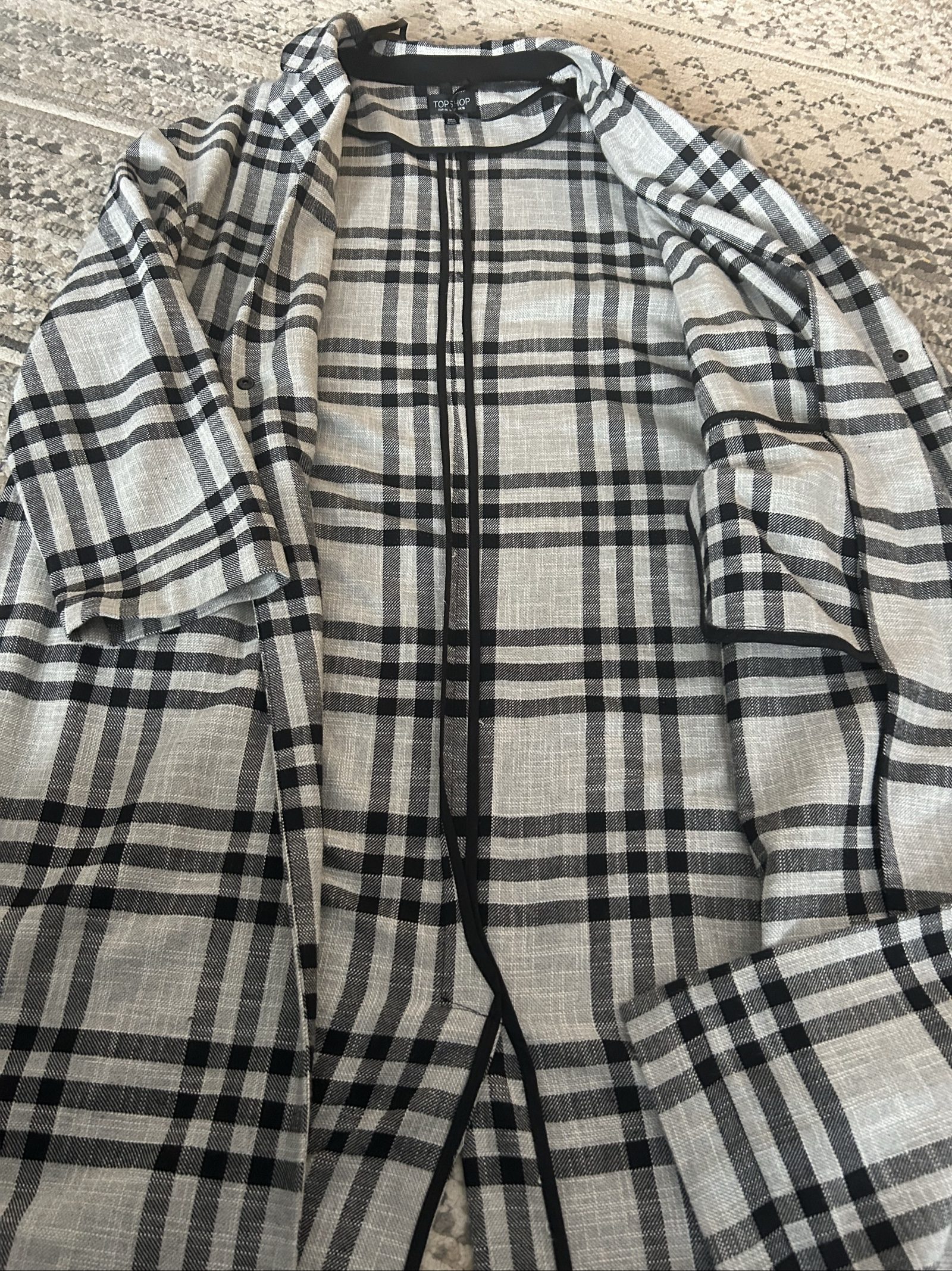 Topshop Black & White Checked long blazer UK 16 image 7