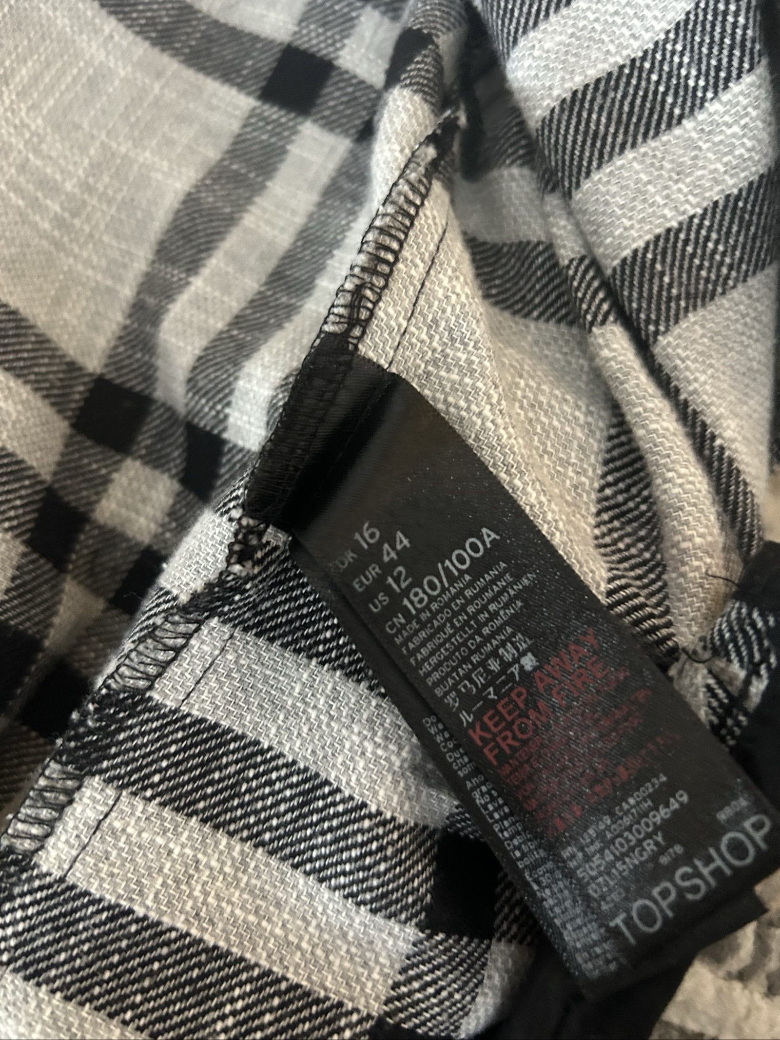 Topshop Black & White Checked long blazer UK 16 image 8