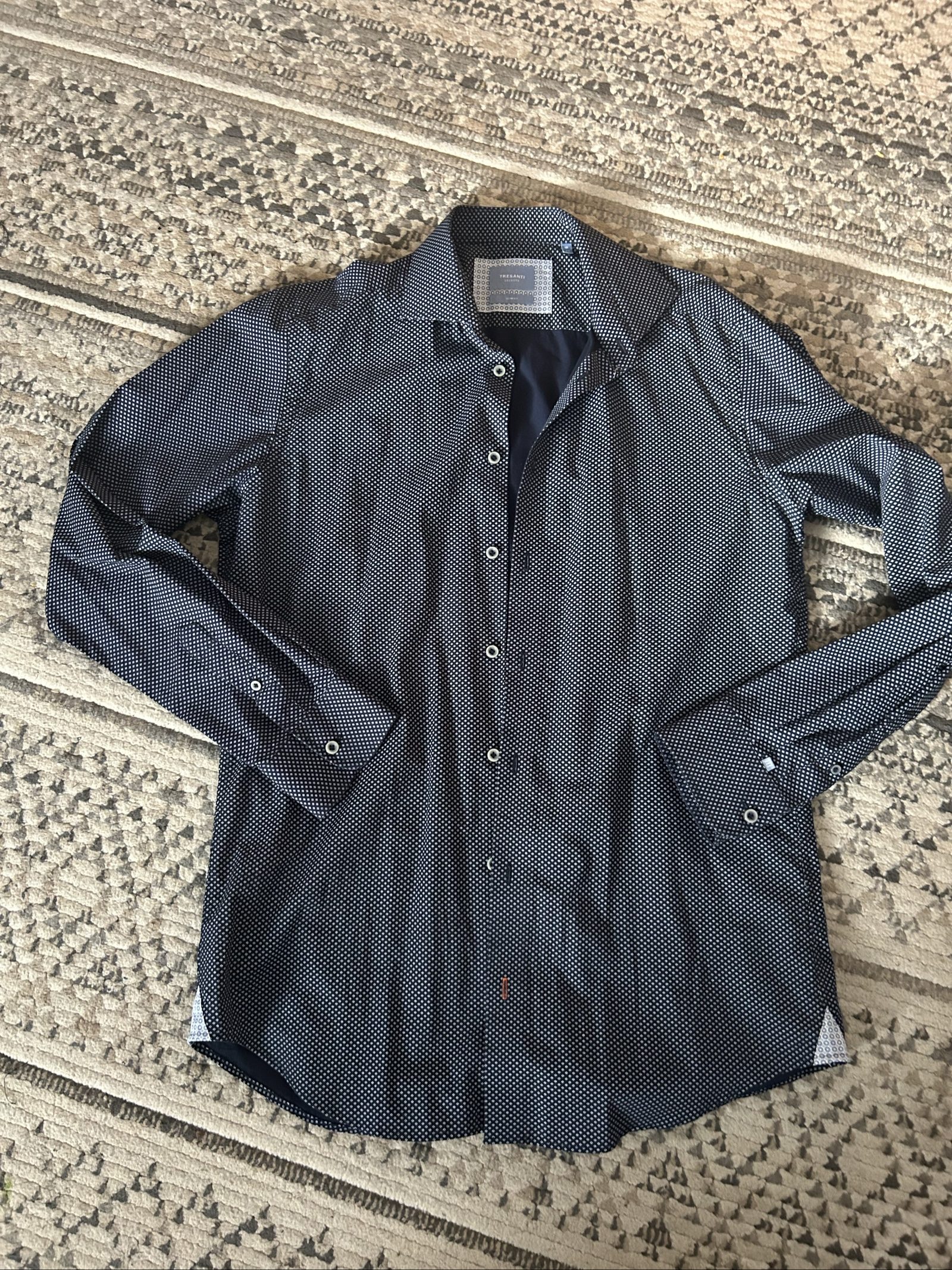 Tresanti Celeste Men's Navy Slim Fit Shirt Size 16 / 41 Patterned