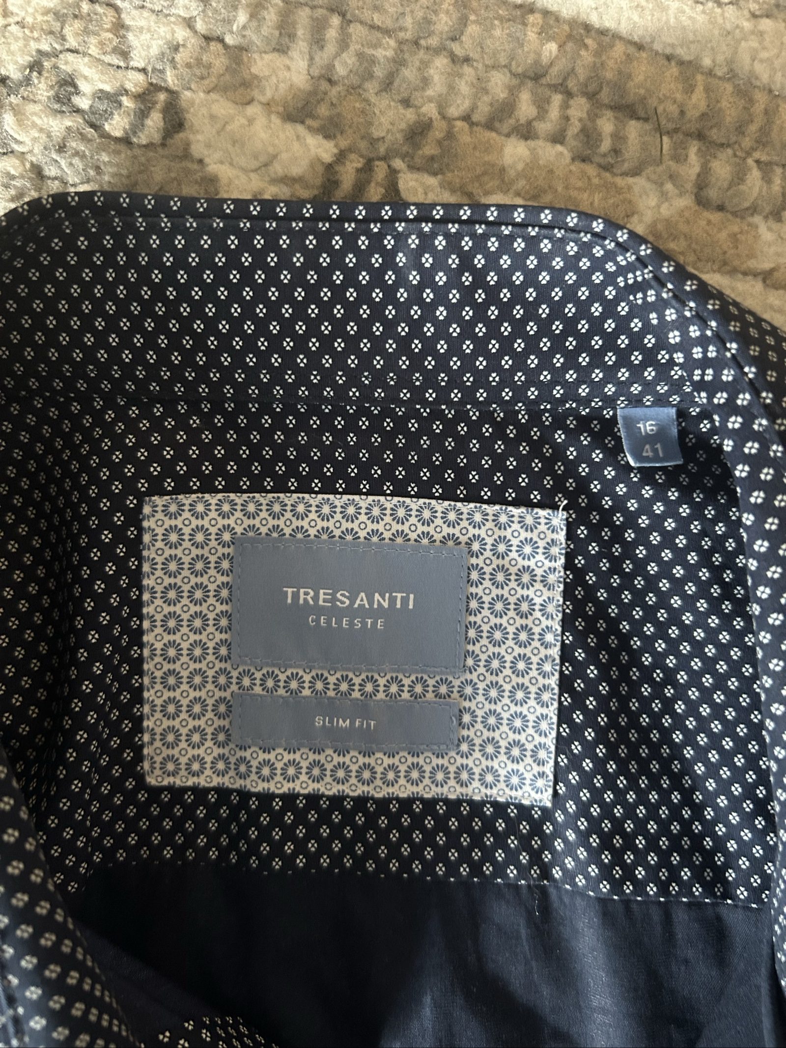 Tresanti Celeste Men's Navy Slim Fit Shirt Size 16 / 41 Patterned image 2