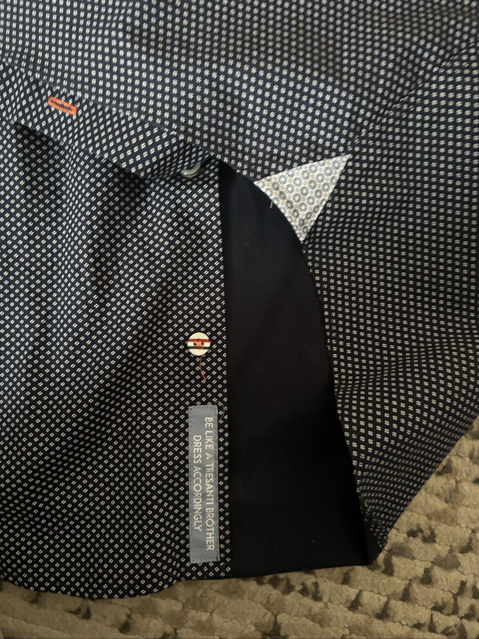 Tresanti Celeste Men's Navy Slim Fit Shirt Size 16 / 41 Patterned image 6
