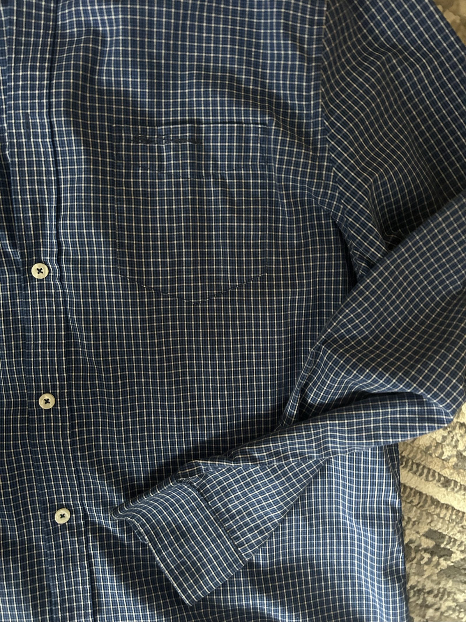Ben Sherman Men Blue & White Check Shirt Large Cotton Poly image 3