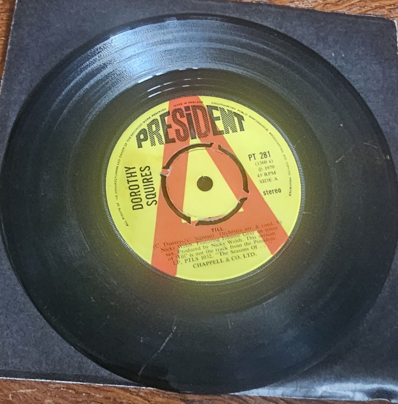 Dorothy Squires Till PROMO President PT 281 7" Vinyl Single