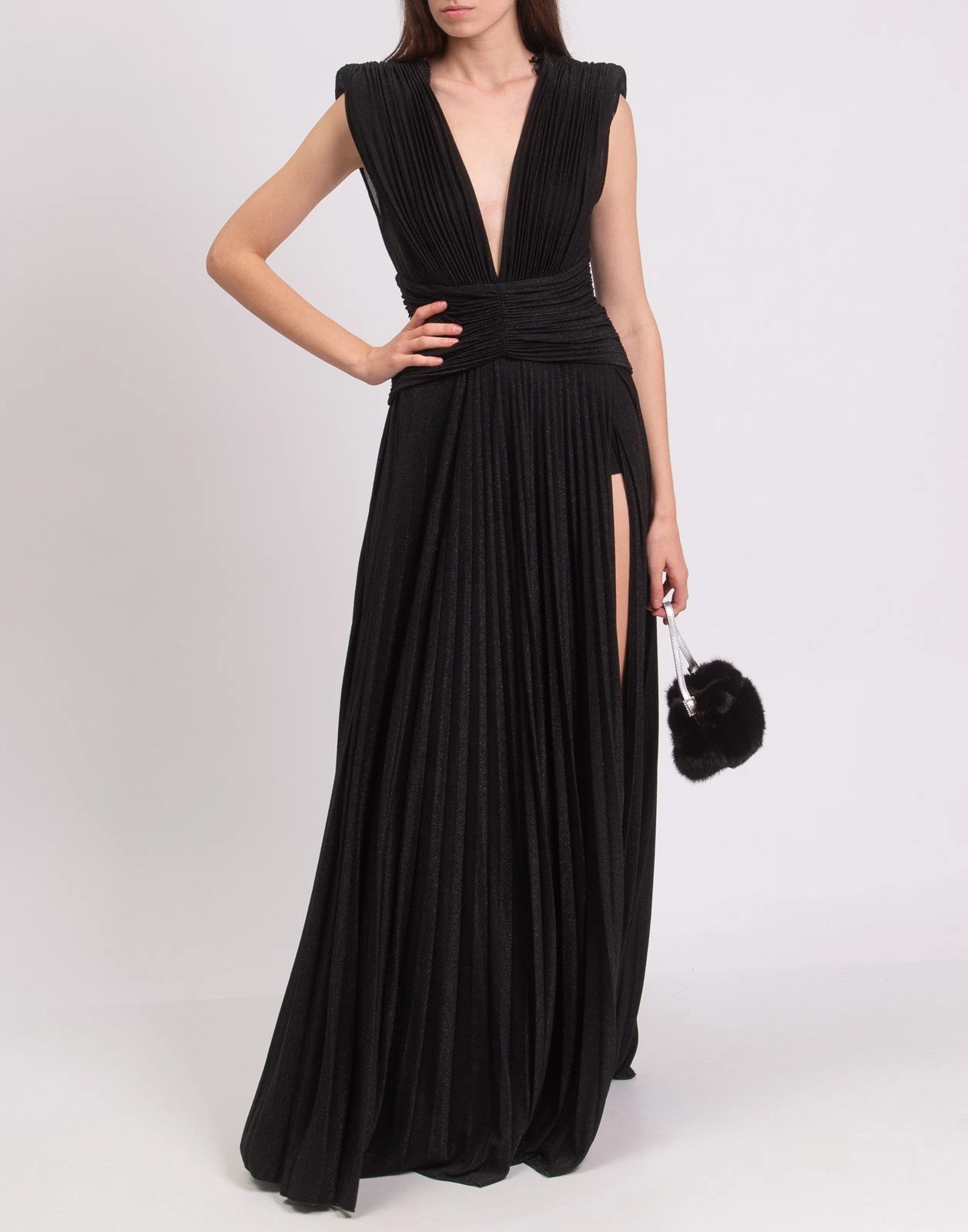 Elisabetta Franchi Plisse Evening Gown Size M image 3