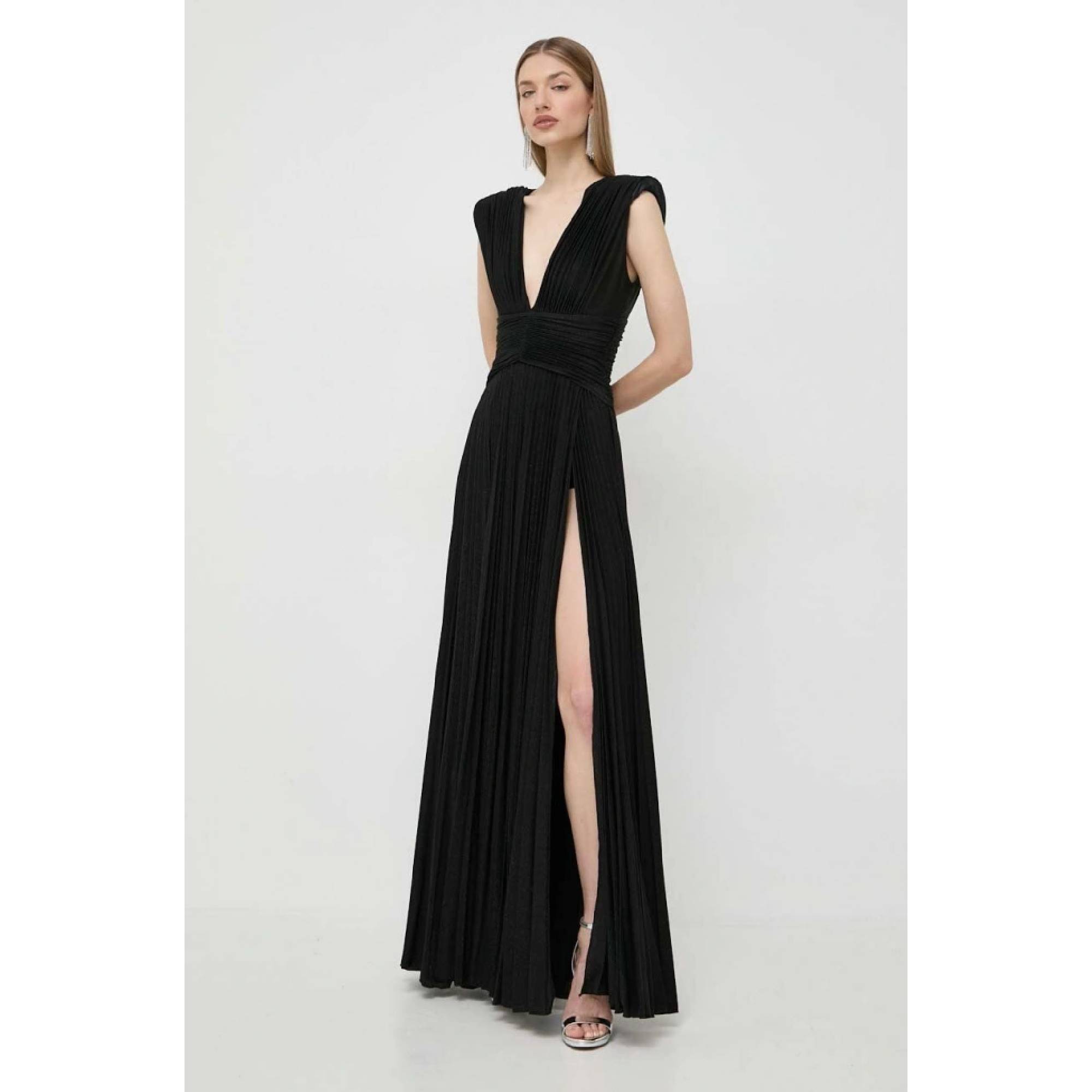 Elisabetta Franchi Plisse Evening Gown Size M image 6