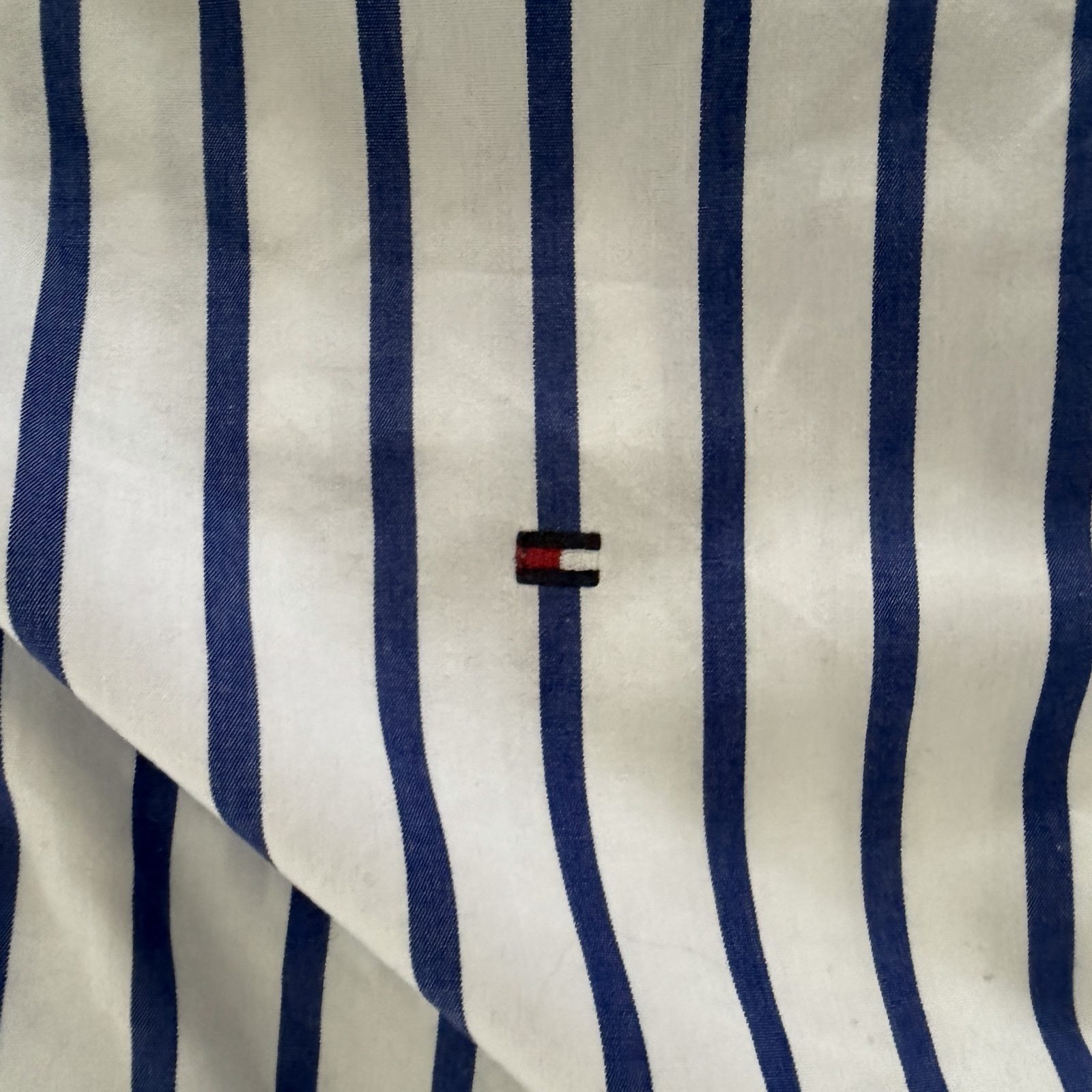 Tommy Hilfiger White & Blue Stripe Men's Shirt XL Regular Fit image 2