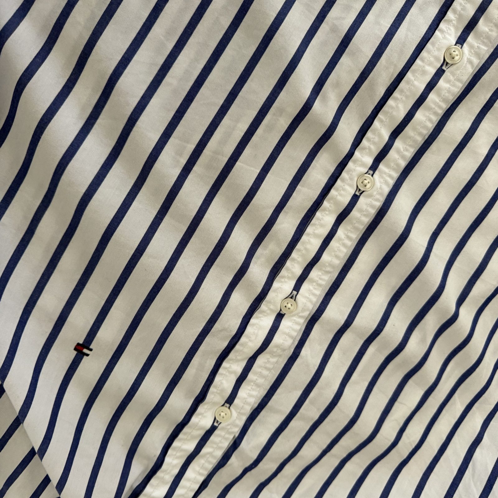 Tommy Hilfiger White & Blue Stripe Men's Shirt XL Regular Fit image 3