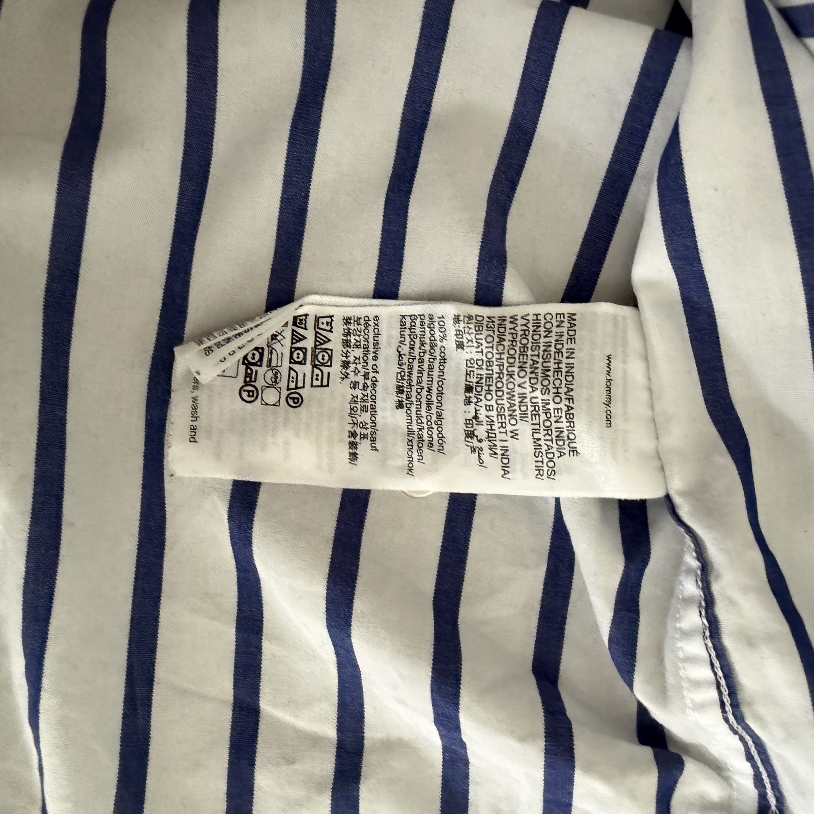 Tommy Hilfiger White & Blue Stripe Men's Shirt XL Regular Fit image 7