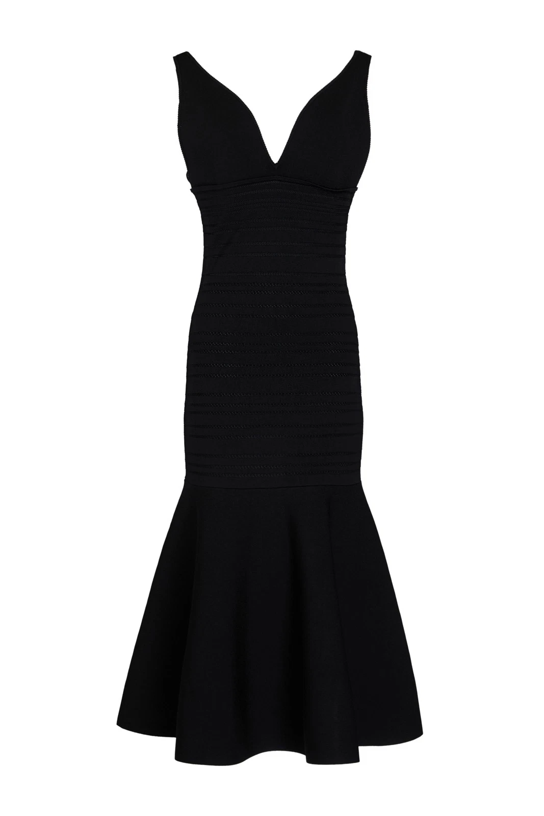 New Victoria Beckham Black Compact Viscose Mermaid Midi Dress Size M image 2