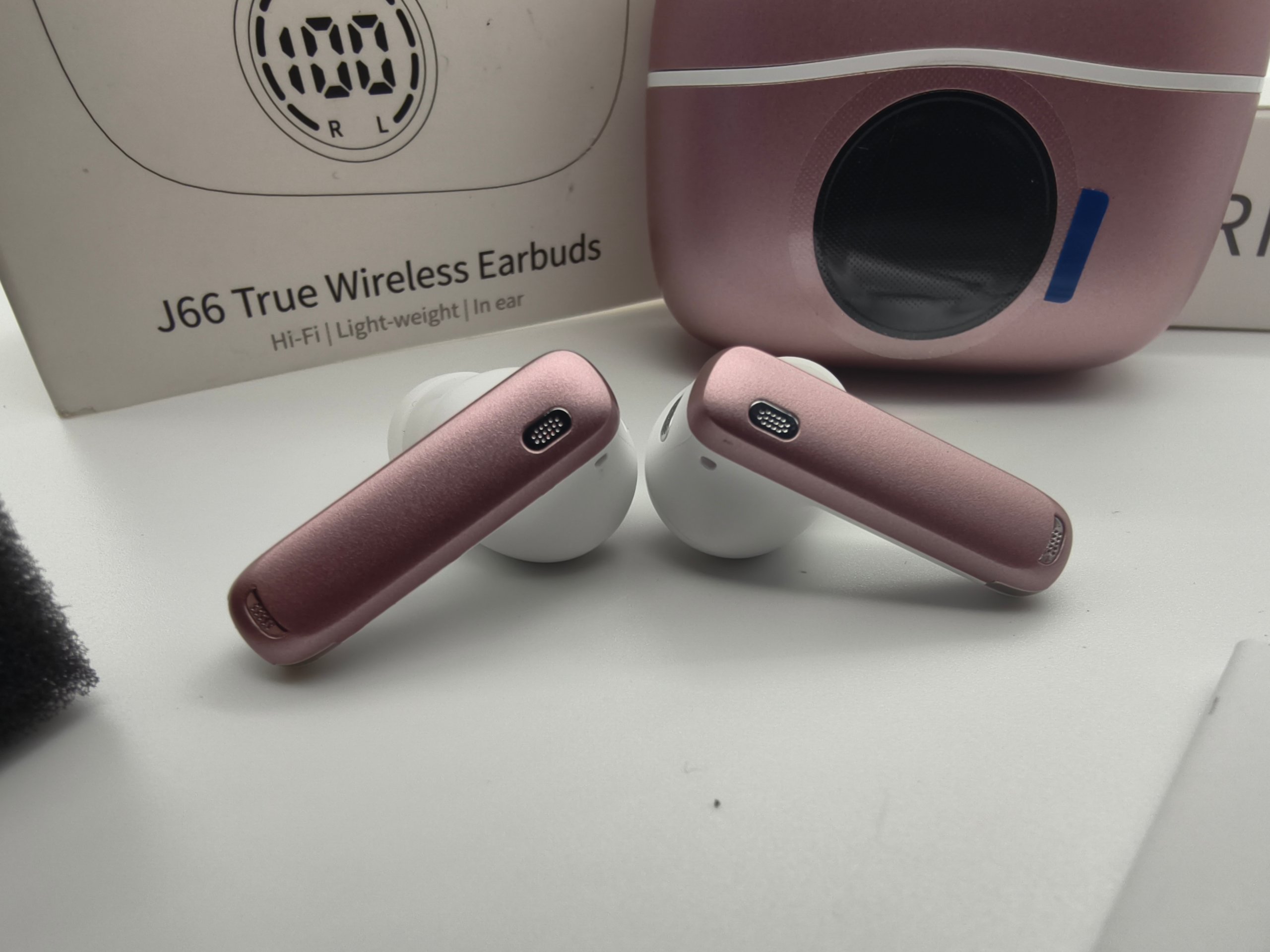 Auricolari Bluetooth J66 TWS chalvh Display LED In-Ear Wireless Oro Rosa Bianchi Box image 2